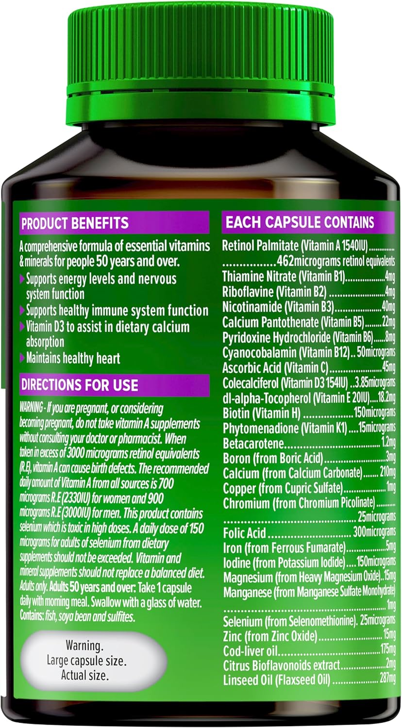 Cenovis 50 plus Multi - All-In-One Multivitamin - Daily Nutritional Support for People 50 Years and Over, 50 Capsules