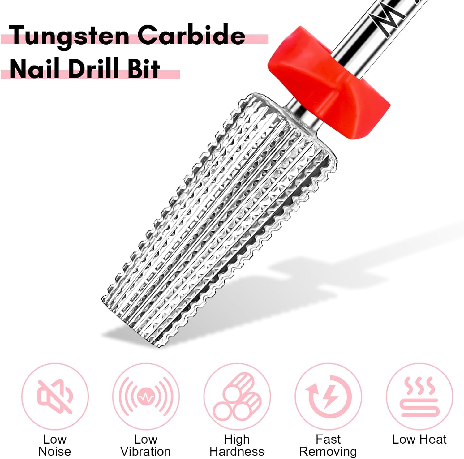 Makartt 5 in 1 Nail Drill Bits,3/32" Shank Tungsten Carbide Tapered Drill Bits for Nails Fast Removing Acrylic Nail Hard Gels Cuticle Professional Nail Efile Bit for Nail Drill Machine(Fine, Silver)