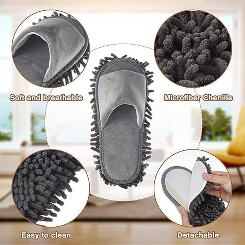 1 Pairs Microfiber Dust Cleaning Slipper Men and Women House Mop Washable Mopping Slippers Unisex Dusting for Floor Dust Dirt Cleaning Tool Supplies image number 5