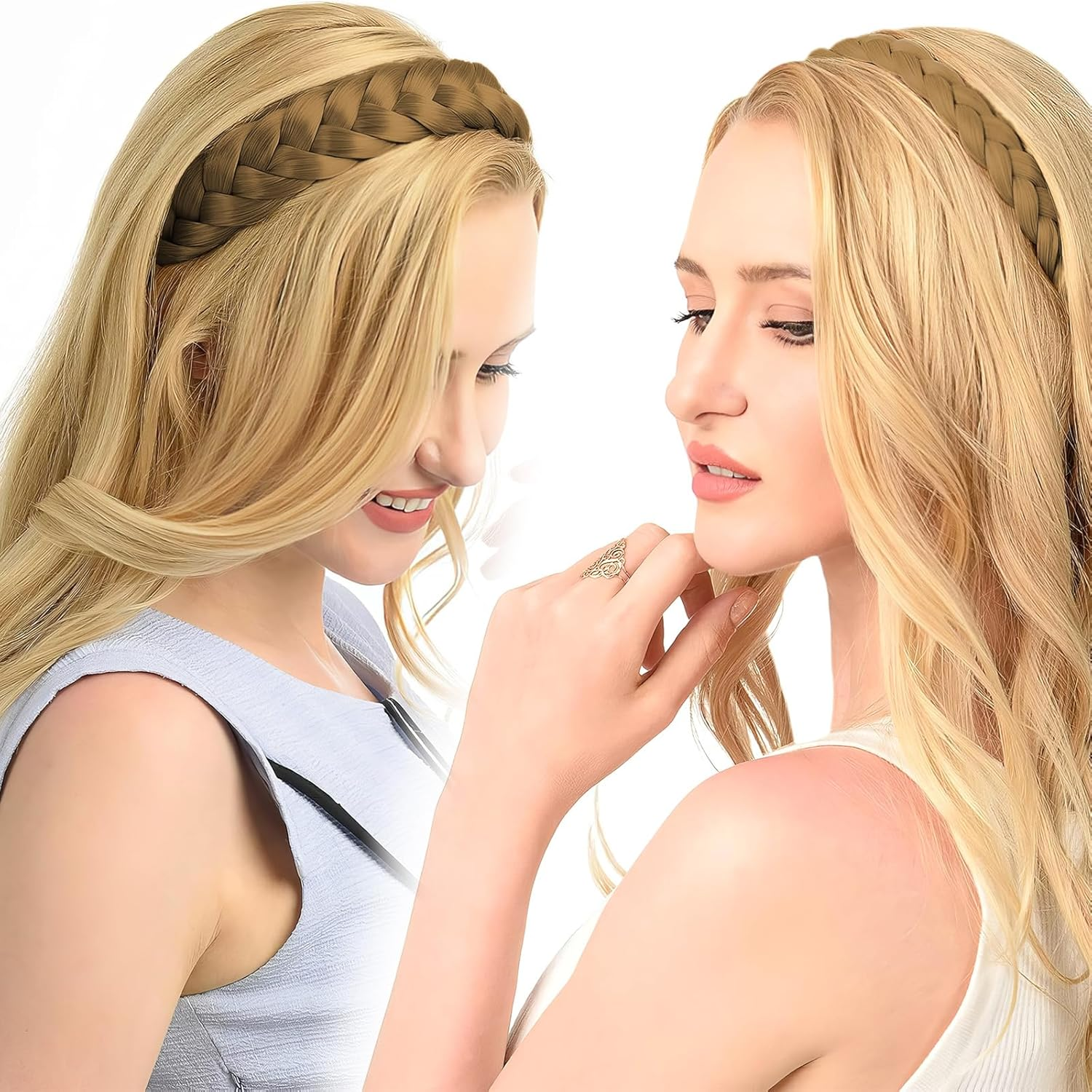 DHWEKU Costume Headband Dirndl Hair Band Braided Headband Women'S Braided Headband Hair Band 3 Strands Synthetic Hair Costume Headband Hairpiece for Wedding Christmas