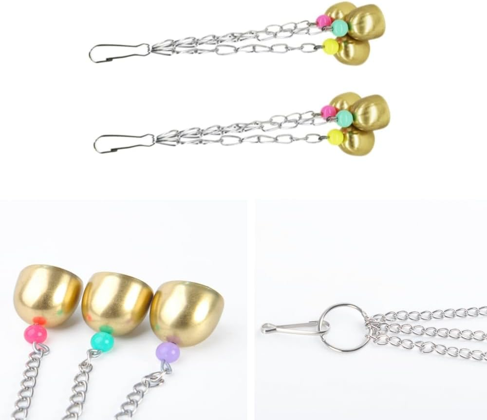 Parrot Bell Cockatiel Toys,2 Pcs Lightweight Metal Bell,Pet Bird Toy,Small Bird Toys Pet Parrot Toy, for Cockatiels, Conures & Lovebirds image number 2