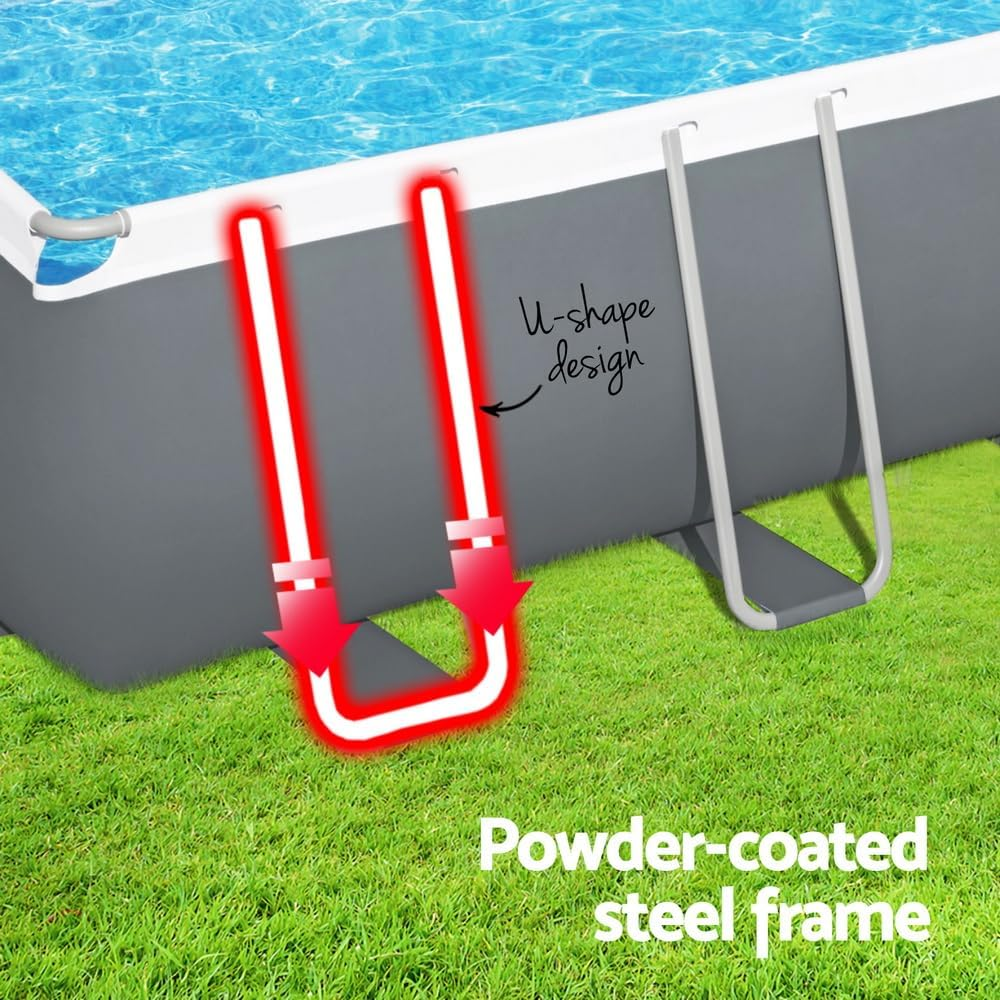 Swimming Pool above Ground Pools Steel Filter Pump Ladder 640X274X132Cm image number 2