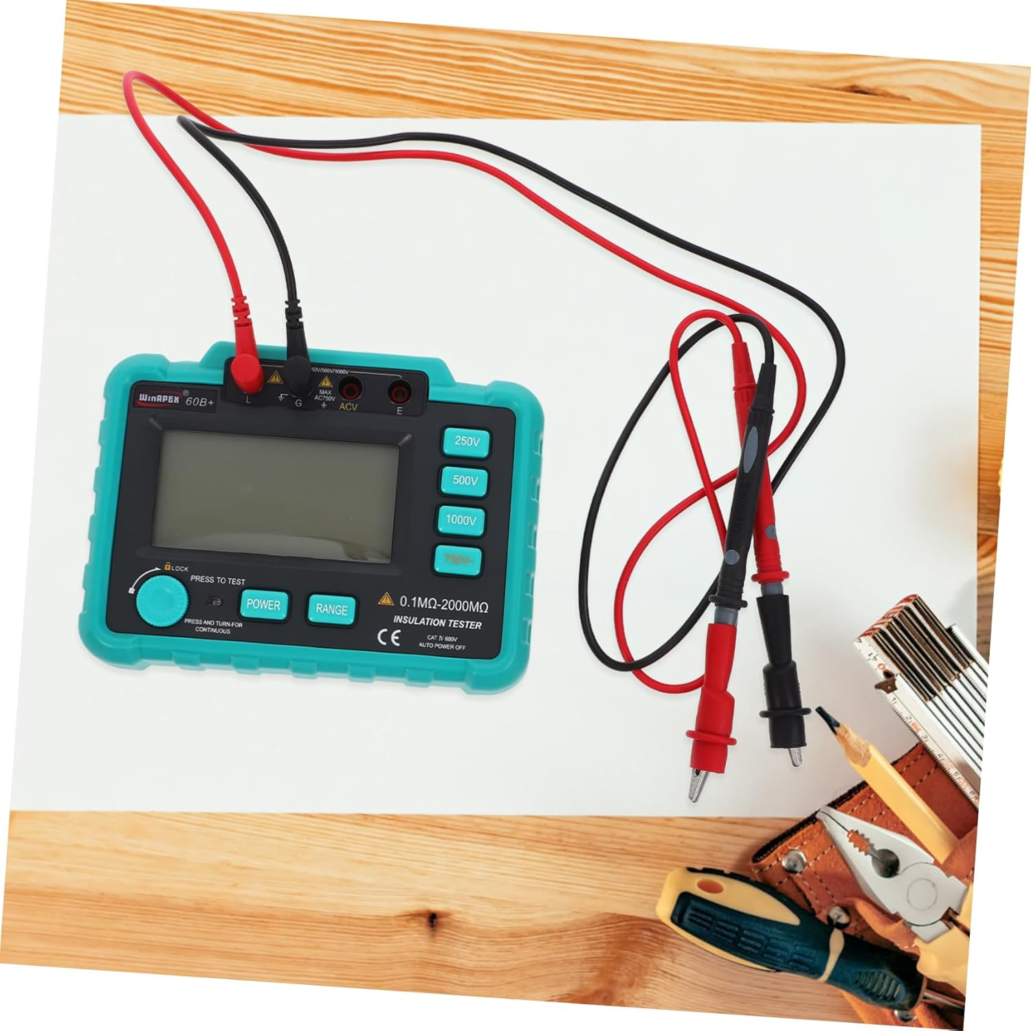 FUNOMOCYA Insulation Tester Megohm Automotive Electrical Tools Digital Megohm Test Leads image number 2