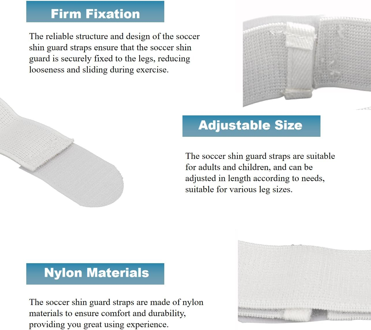 1 Pair Soccer Shin Guards Straps, anti Slip Sports Football Legging, Shin Fixed Straps for Adult Youth Children Football Equipment, Adjustable Leg Bandage Nylon Material - Black image number 2