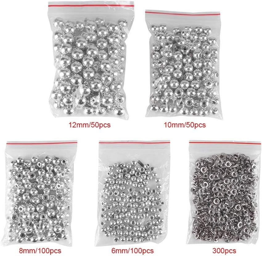 Mix Size Pearl Rivet Studs 6Mm 8Mm 10Mm 12Mm White Pearl Beads for Crafts Jeans Bags Decoration(6Mm,8Mm,10Mm,12Mm-Silver)
