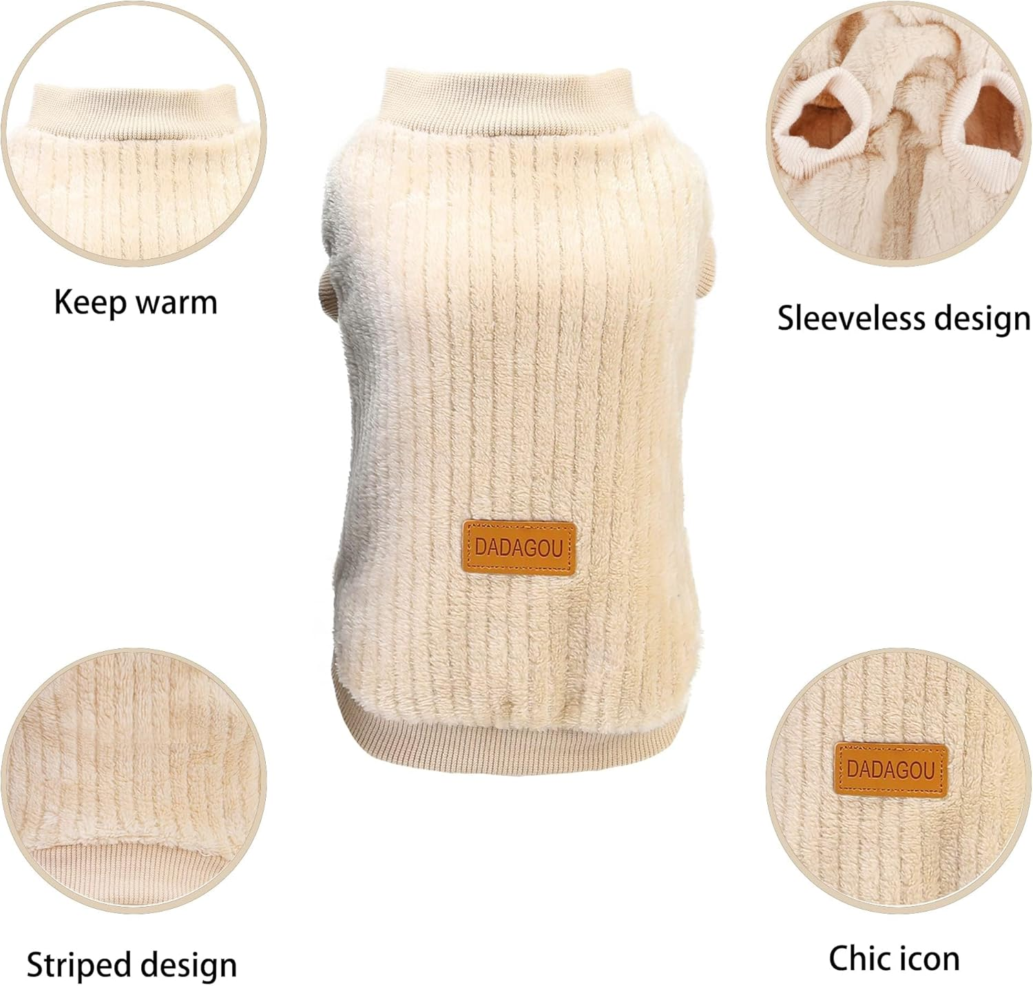 YAODHAOD Dog Clothes Pet Plush Pullover Dog Sweater Soft Thickening Warm Pup Dogs Shirt Winter Puppy Sweater for Dogs Cats (X-Large, Apricot) image number 2