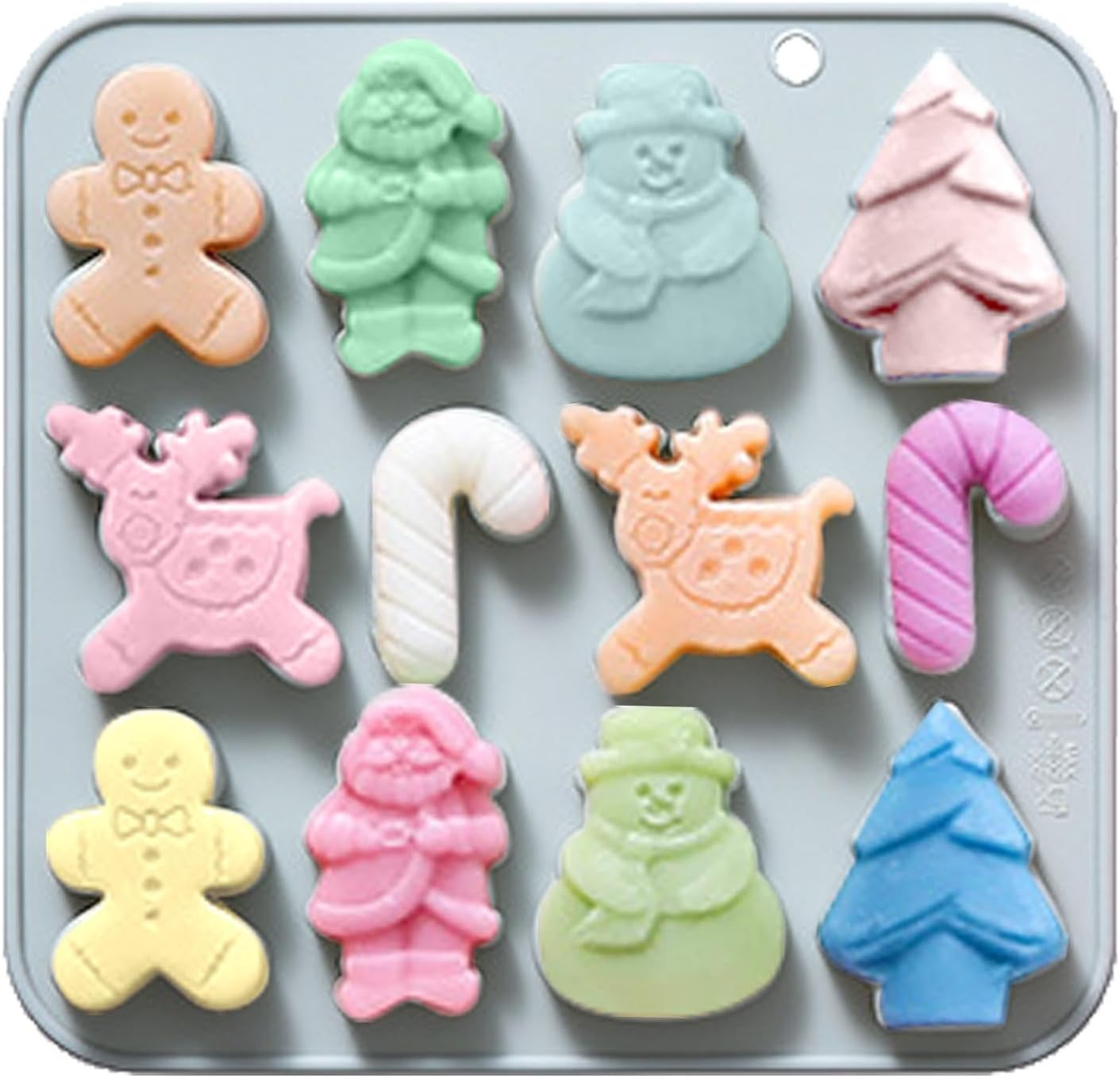 Christmas Baking Molds | 12-Grid Candy Molds | Flexible Chocolate Mould | Silicone Holiday Themed Moulds | Versatile Christmas Moulds for Cakes, Jellies, and Desserts Perfect for Baking and Decorating - Gray image number 2