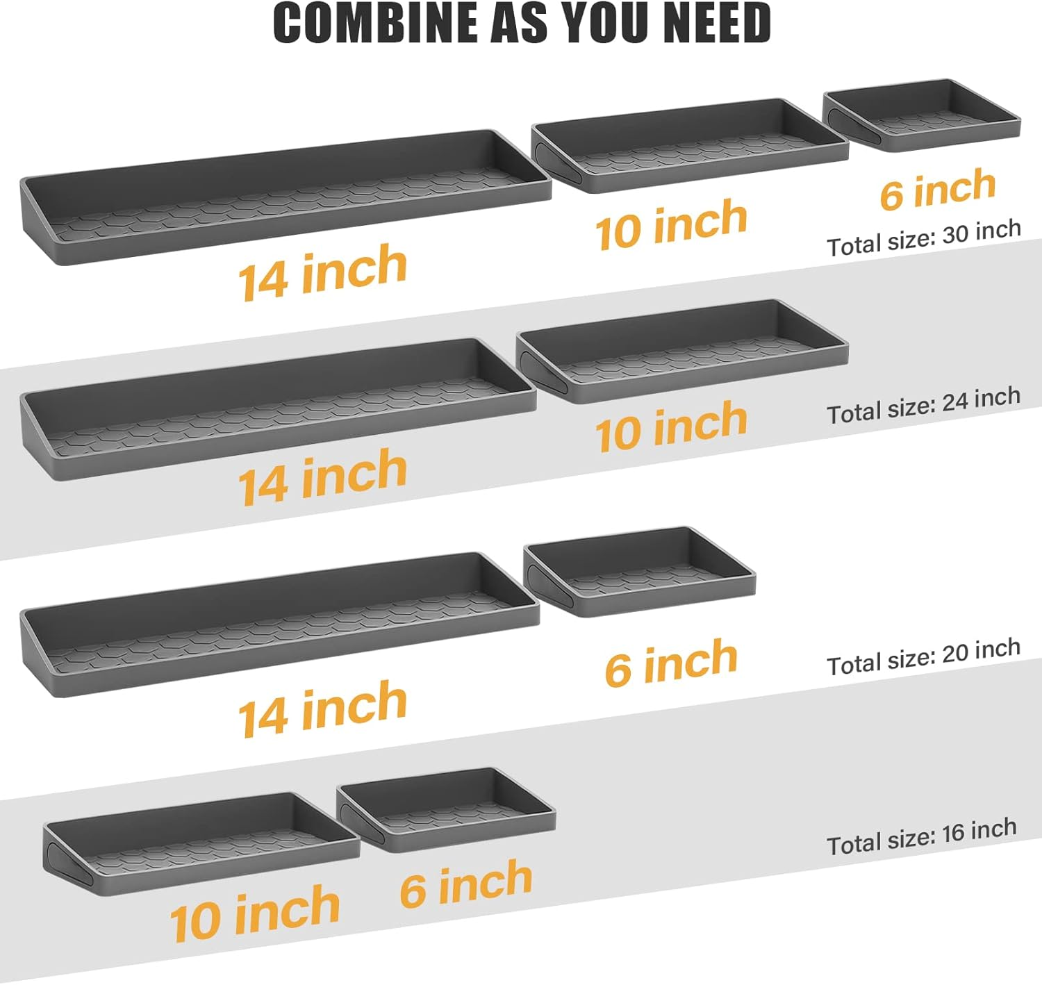 HOOMTREE 30 Inch Stove Top Shelf,Magnetic Silicone Shelf for Stove Top,Segmented Spice Storage Rack Kitchen Organization Shelf,Over Stove Spice Rack Organizer,Stovetop Storage Kitchen Gadgets (Grey) image number 5