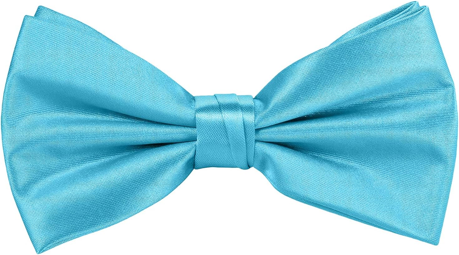 Weddecor Classy Pretied Adjustable Bow Tie Satin Butterfly Neck Stylish Bowtie Solid Colour Tuxedo Men Women Kids Formal Casual Fashion Accessory, Aqua Blue