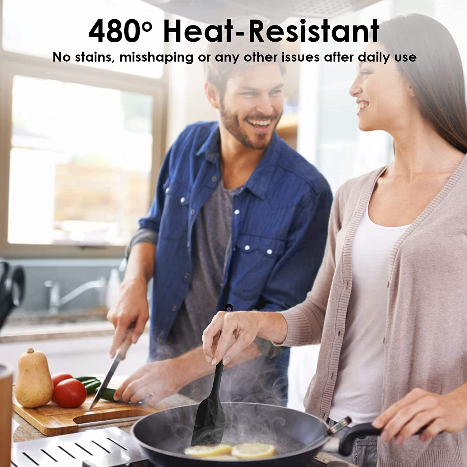 Silicone Spatula Turner Set of 2, Heat Resistant Silicone Spatula Set, Bpa-Free, Non-Stick Safe Kitchen Gadgets for Everyday Cooking image number 3