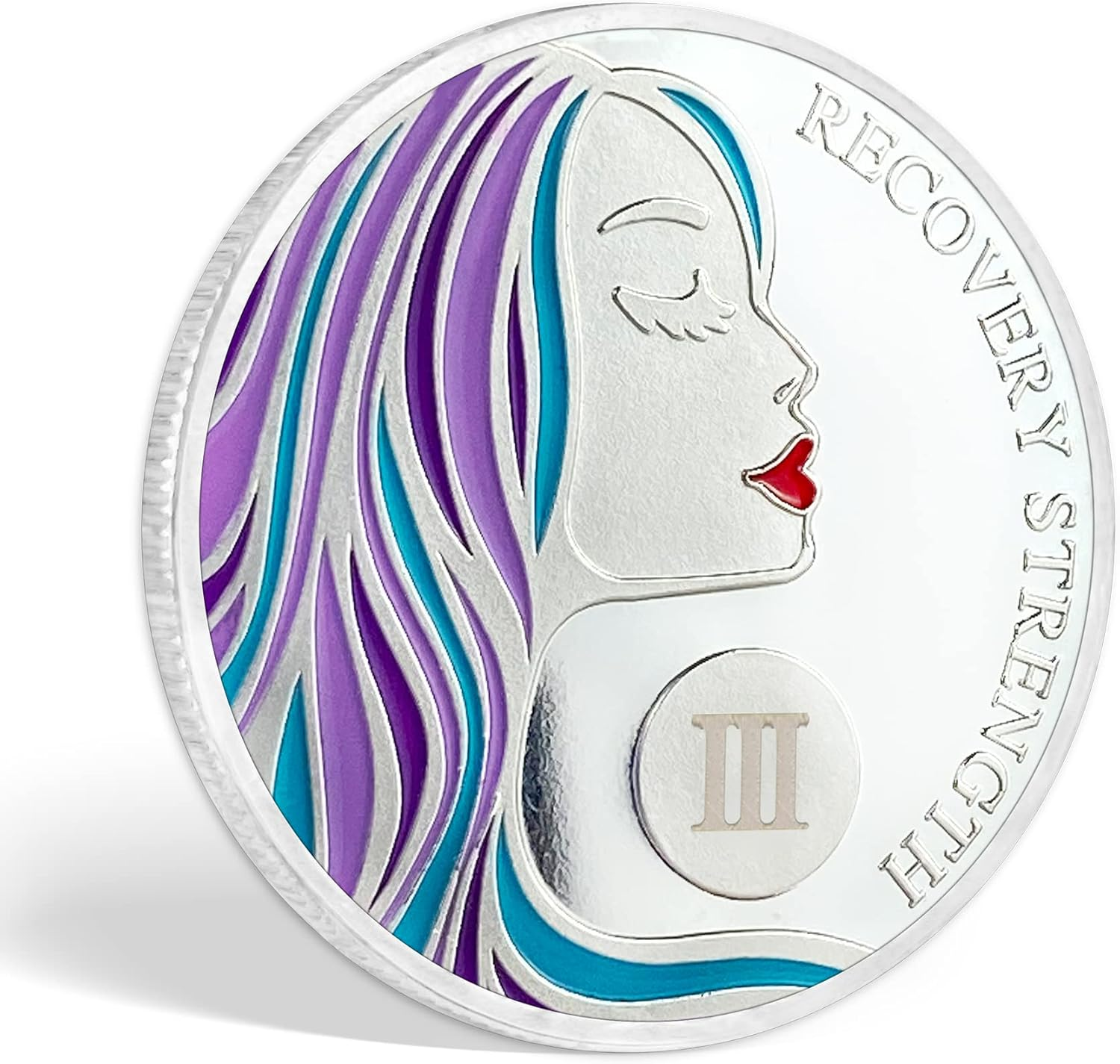 3 Year Sobriety Coin - Sober Woman - AA Medallion Chips Recovery Token for Woman