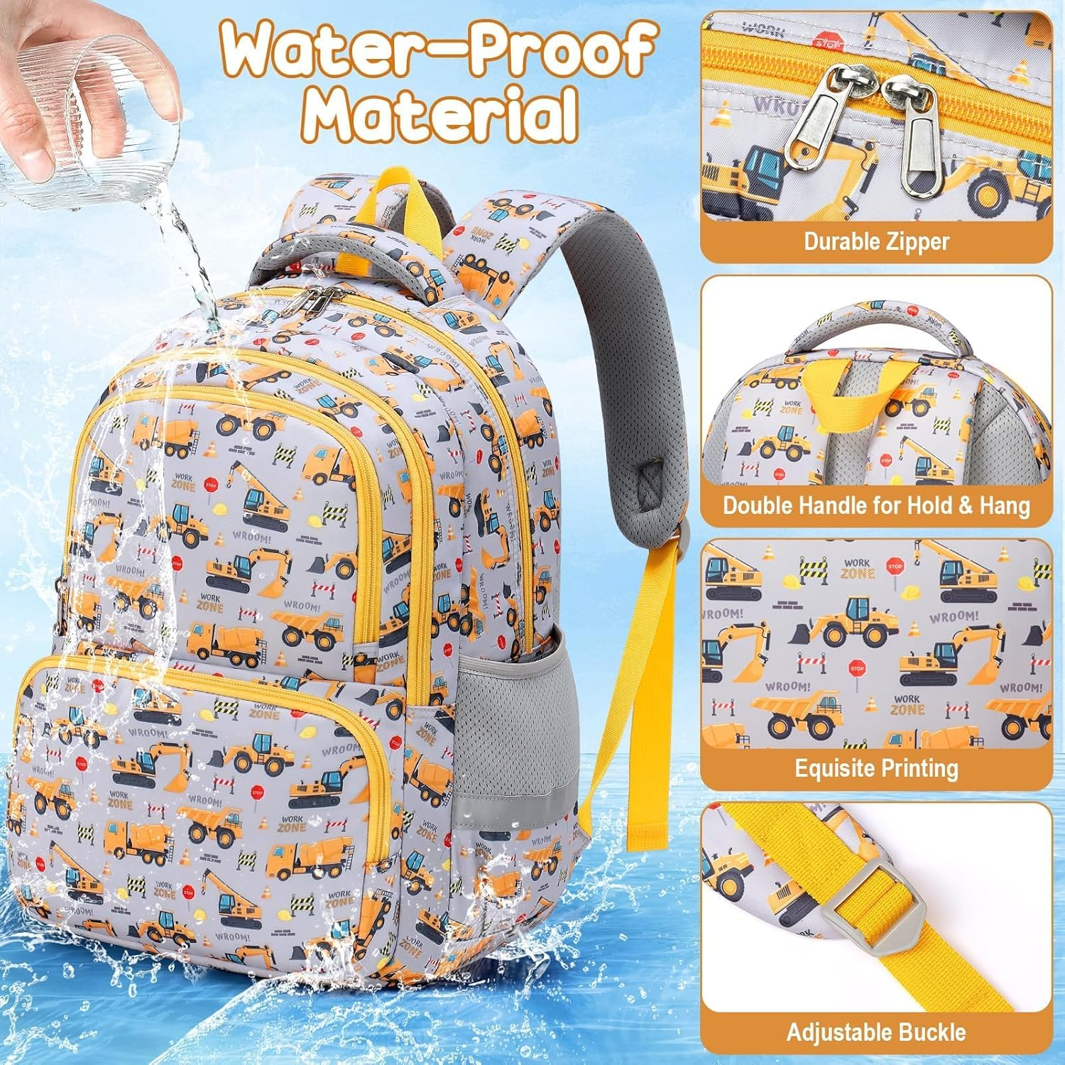 Fimibuke Kids Backpack for School Boys Girls - 3PCS Waterproof Toddler School Bag with Lunch Box & Pencil Case for Ages 3-12 image number 5