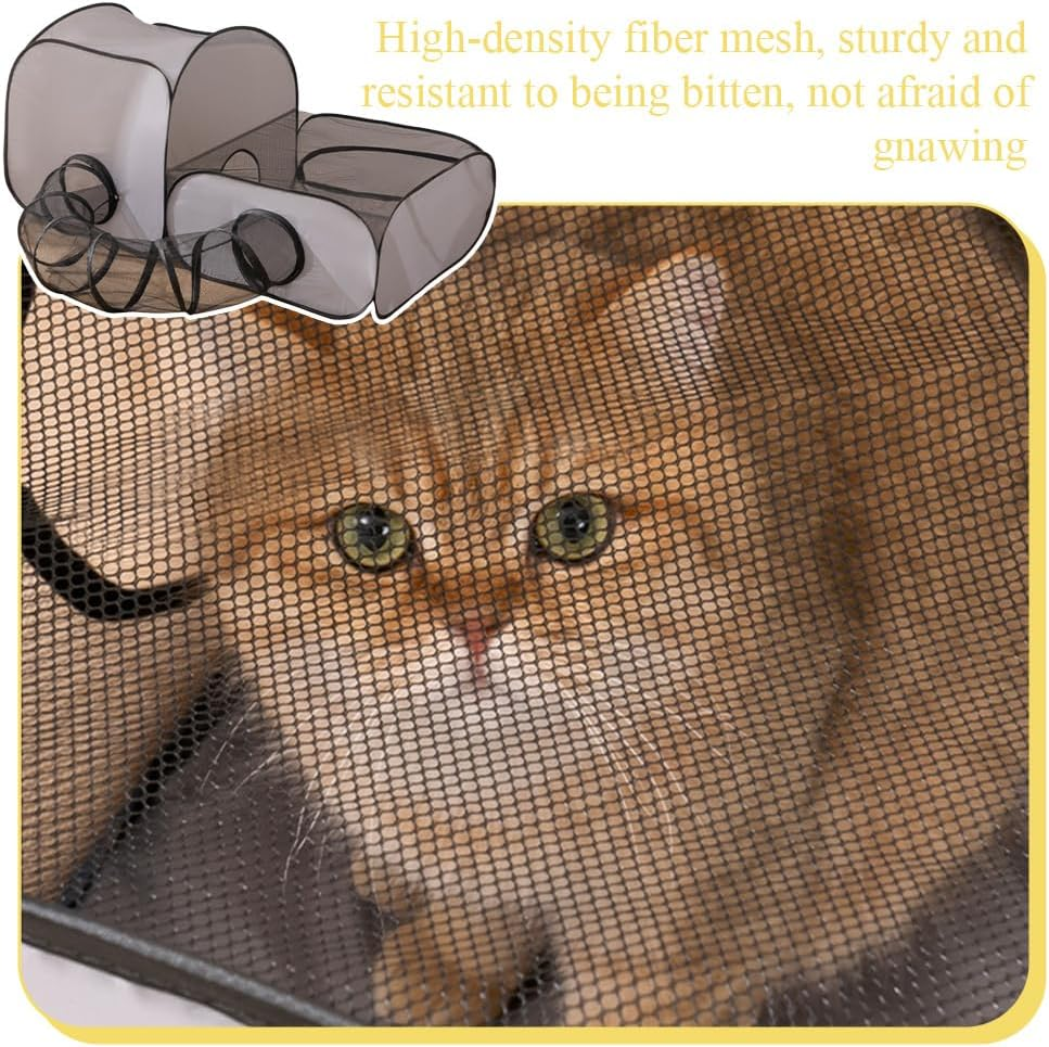 Pet Playpen,Cat Playpen,Cat Enclosure Tent,With Surround Tunnel,For Small Animals,Portable Tent,With Breathable Soft Sides,Outdoor or Indoor,Easy to Store (Grey) image number 2