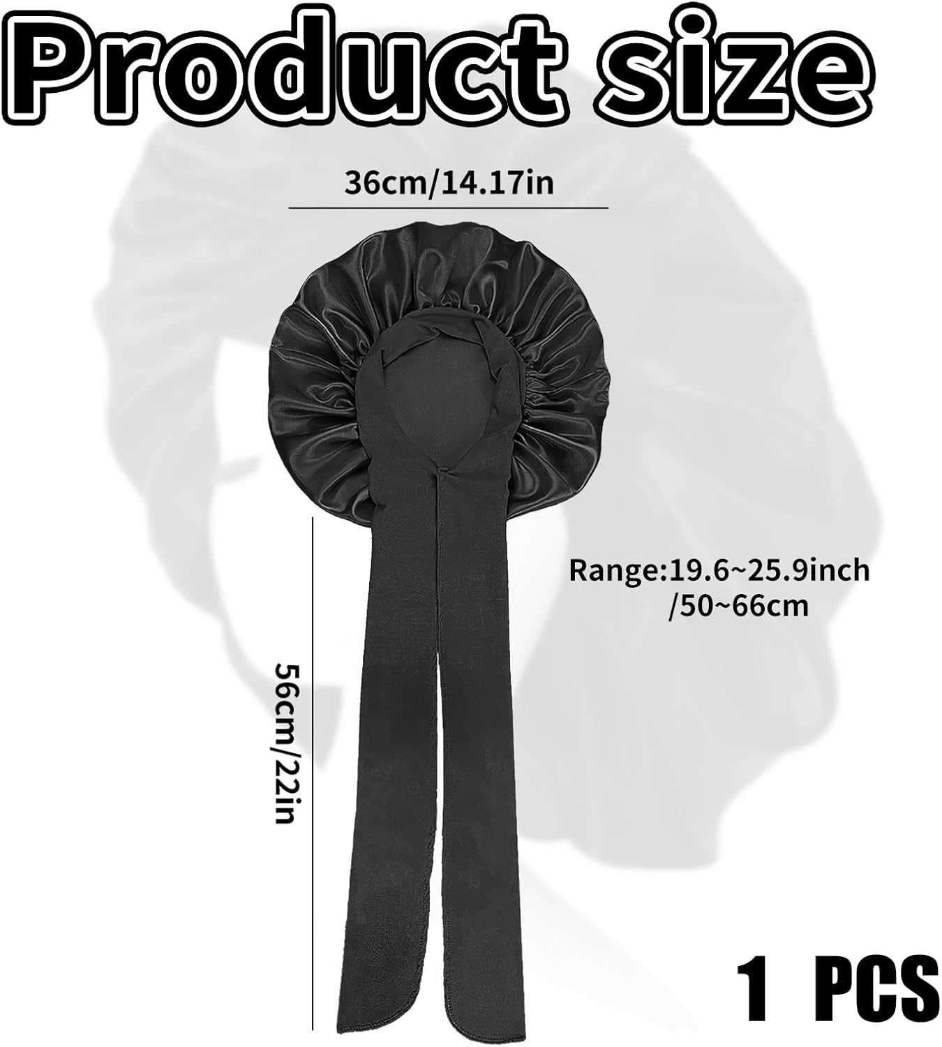 Mniimaluxe Sleep Cap Hair Protection, Silk Hood for Sleeping, Satin Sleep Cap, Bonnet Sleep Cap, Curl Hood, Black, M image number 1