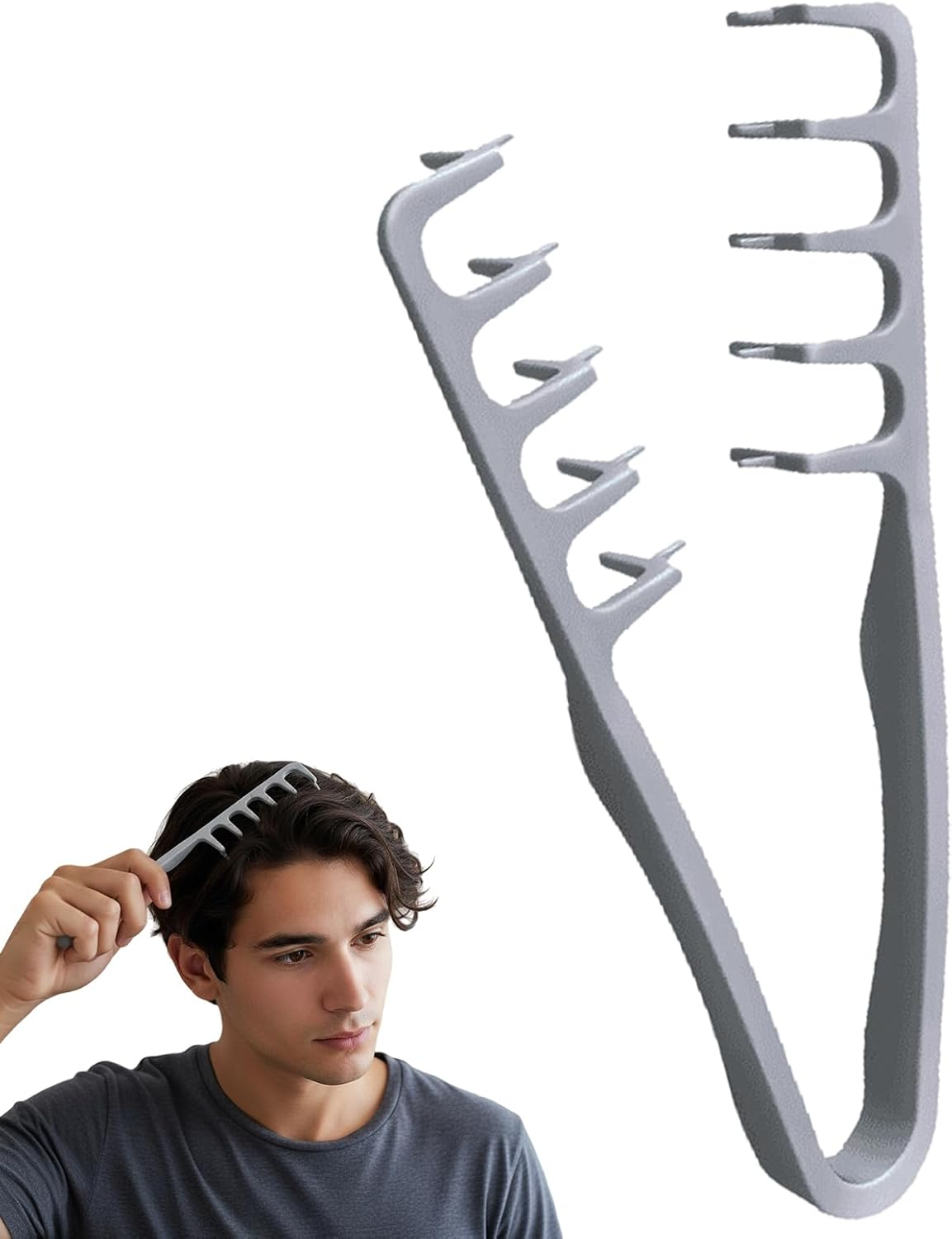 Styling Comb with Texture Comb, Texture Styling Comb, Wide Tooth Comb Men, Roots Volume Toollelicht Care Accessories, Ideal for Curly Hair, Volume for Hair Roots with Bangs image number 5