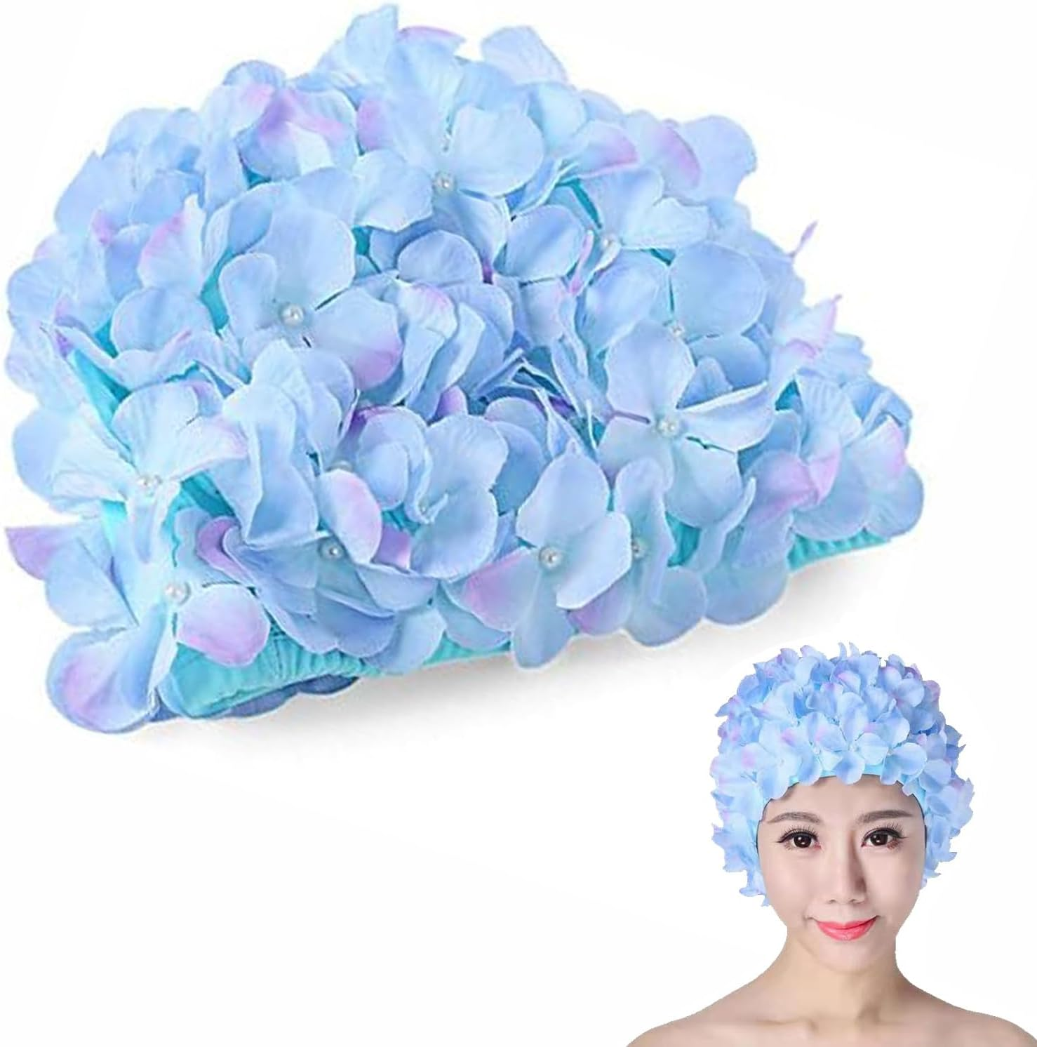 Vintage Swim Cap Floral Petal Retro Style Bathing Caps for Women Breathable Floral Swimming Hat Stylish Ear Protector for Girls Fashion Swim Cap for Swimming & Bathing Petal Design