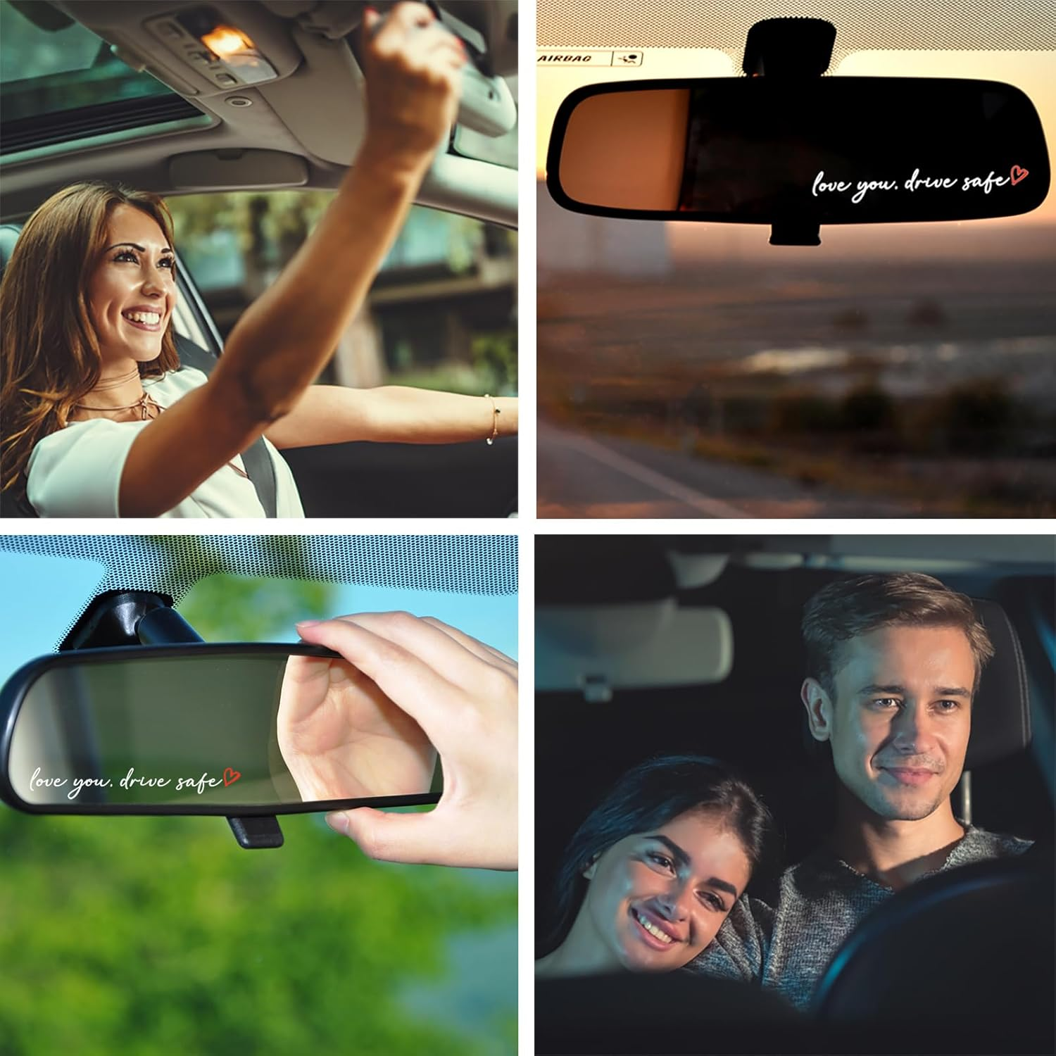 3X Love You, Drive Safe Holographic Car Mirror Decal Stickers for Cars Rearview Decal for Women Cute Decals Vinyl Affirmation Stickers for Window, Tumbler and Water Bottle (White) - Bee-Style 2 image number 6