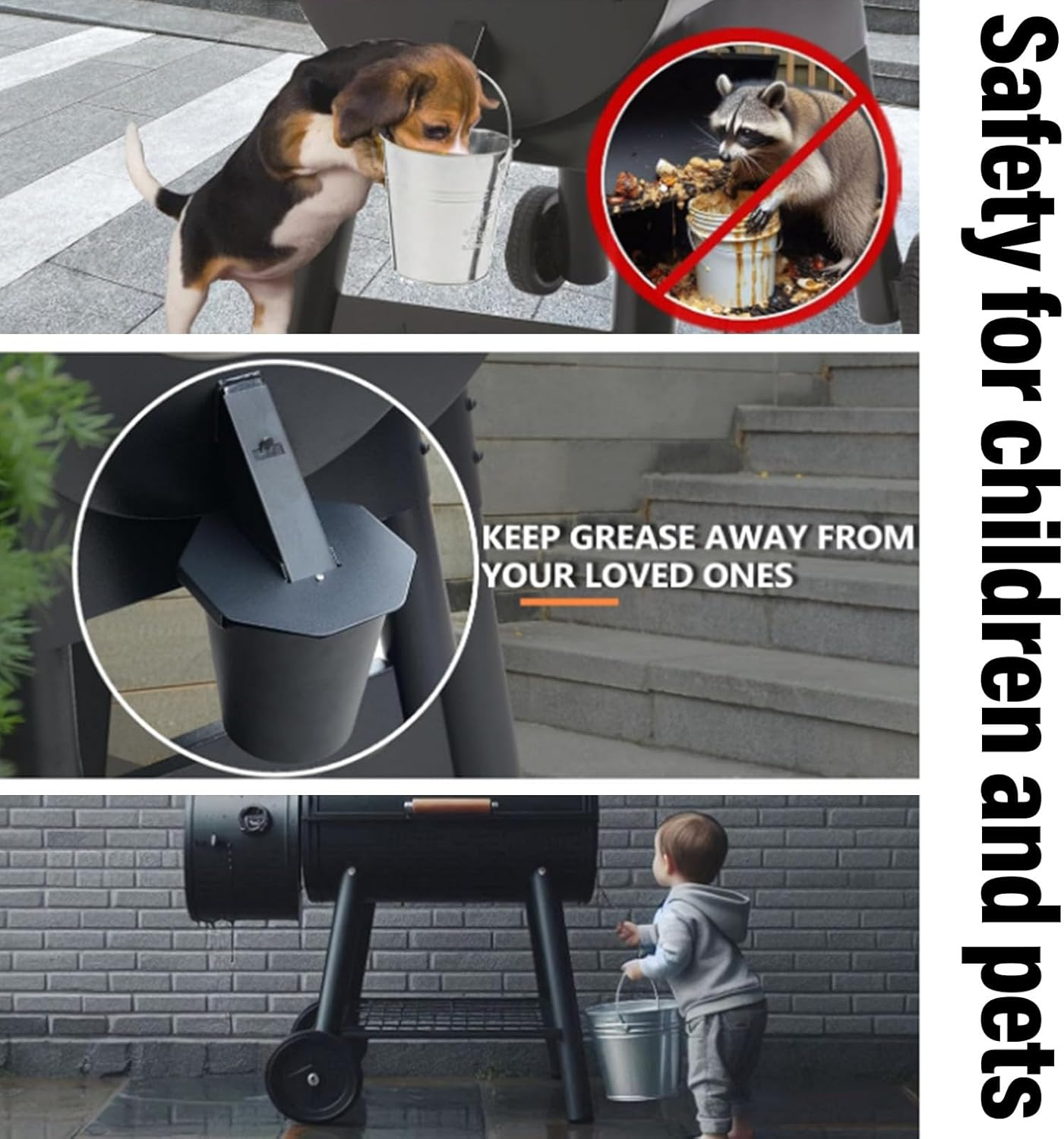 Smoker Grease Catcher, Heavy Duty Steel Heat Resist Drip Bucket, with 12 Pack Foil Liner, for Traeger, Pit, Z Grills, Recteq, for Outdoor Grills image number 3