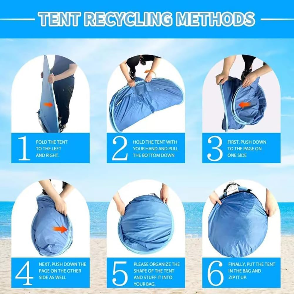 Pop up Beach Tent 2-3 Person, Foldable Outdoor Beach Tent, Portable Sun Shelter Tent, UPF 50+ Lightweight Instant Automatic Cabana Canopy with Carry Bag for Family Beach Picnic image number 3