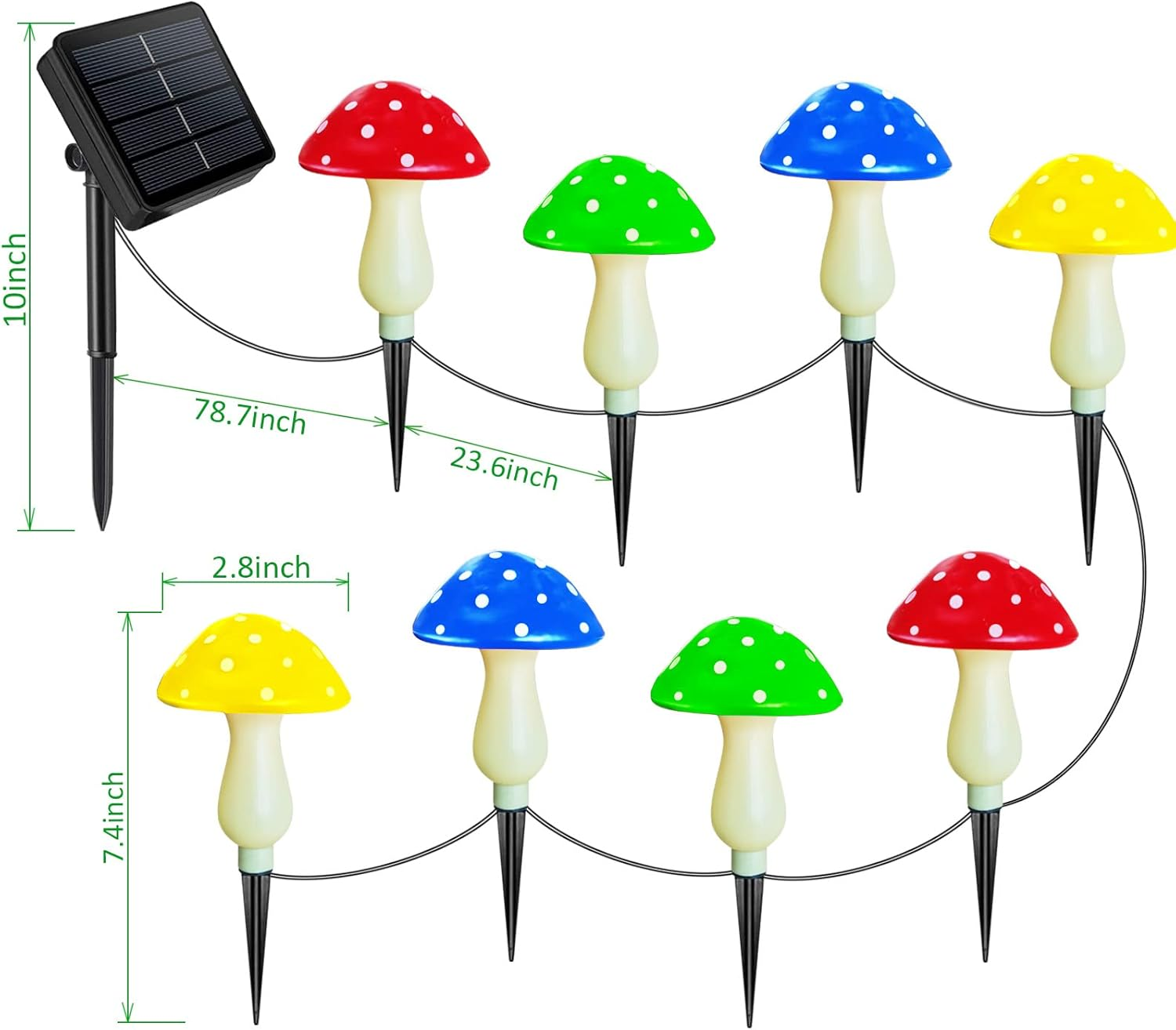 Homeleo Upgraded 8-Pack Solar Mushroom Lights for Outdoor Yard Decor, Waterproof Multi-Colored Garden Mushroom Lamp, Solar LED Fairy Lights for Backyard, Thanksgiving, Christmas, Halloween Decorations - Multi-Colored image number 6