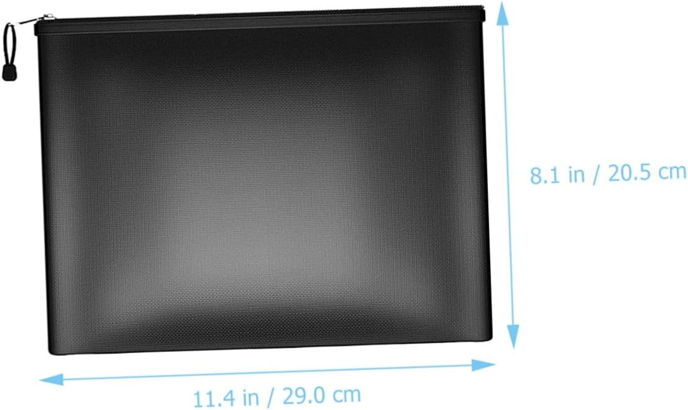 Zerodeko Fireproof Money Bag with Zipper Document Storage Pouch for Cash Passport Jewelry Certificates Secure Document Holder for Home and Travel Black Medium