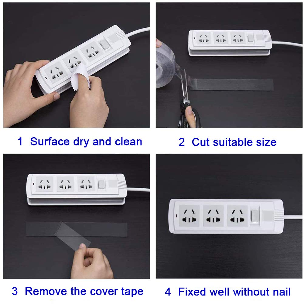 Heavy Duty Double Sided Nano Transparent Tape 3 Meter (10 Feet) Hanging,Instant Strong Hold,Removable,Trace Less and Multi-Function Adhesive Mounting Sticky Wall Strips (1Mm Thickness)