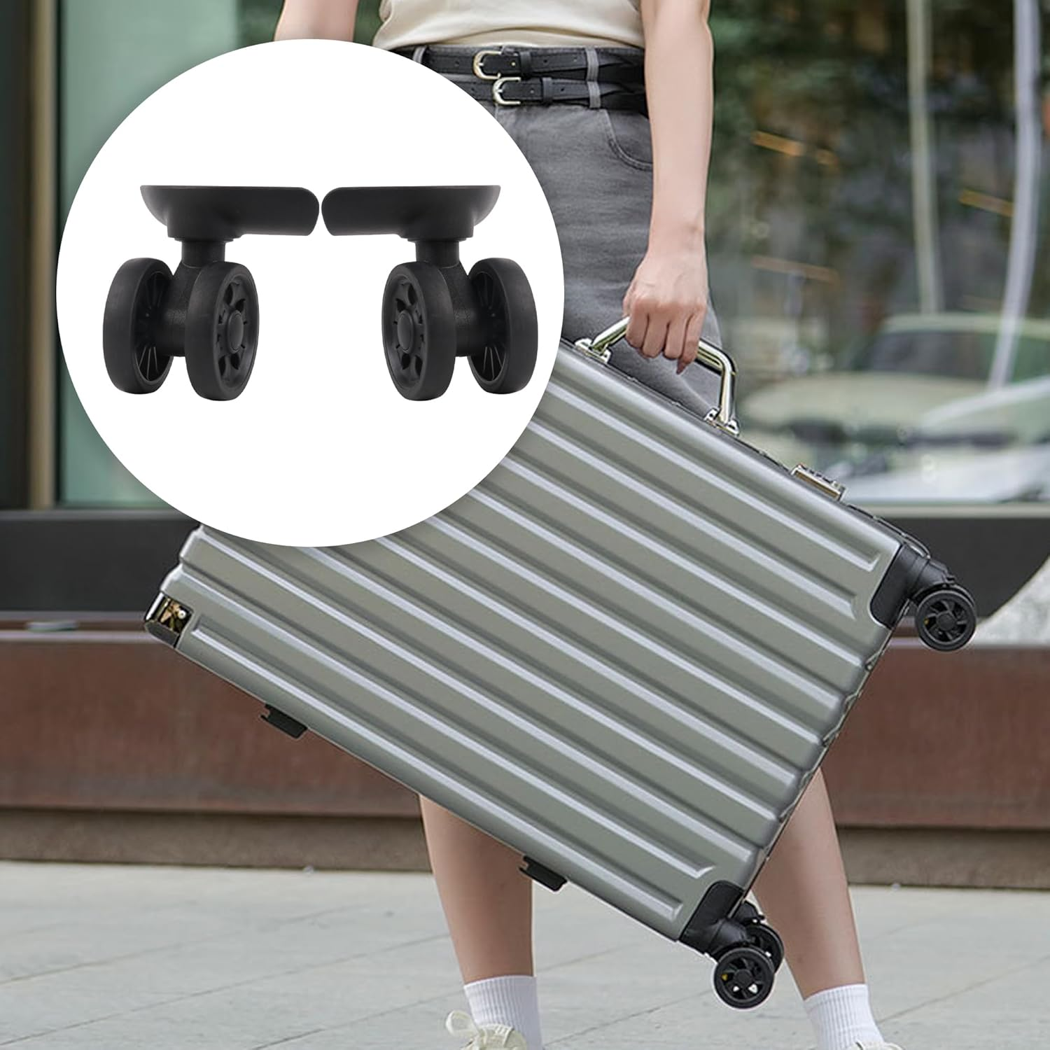 RDEXP 2 Pack Luggage Swivel Wheels Suitcase Replacement Wheels Black W271 image number 1