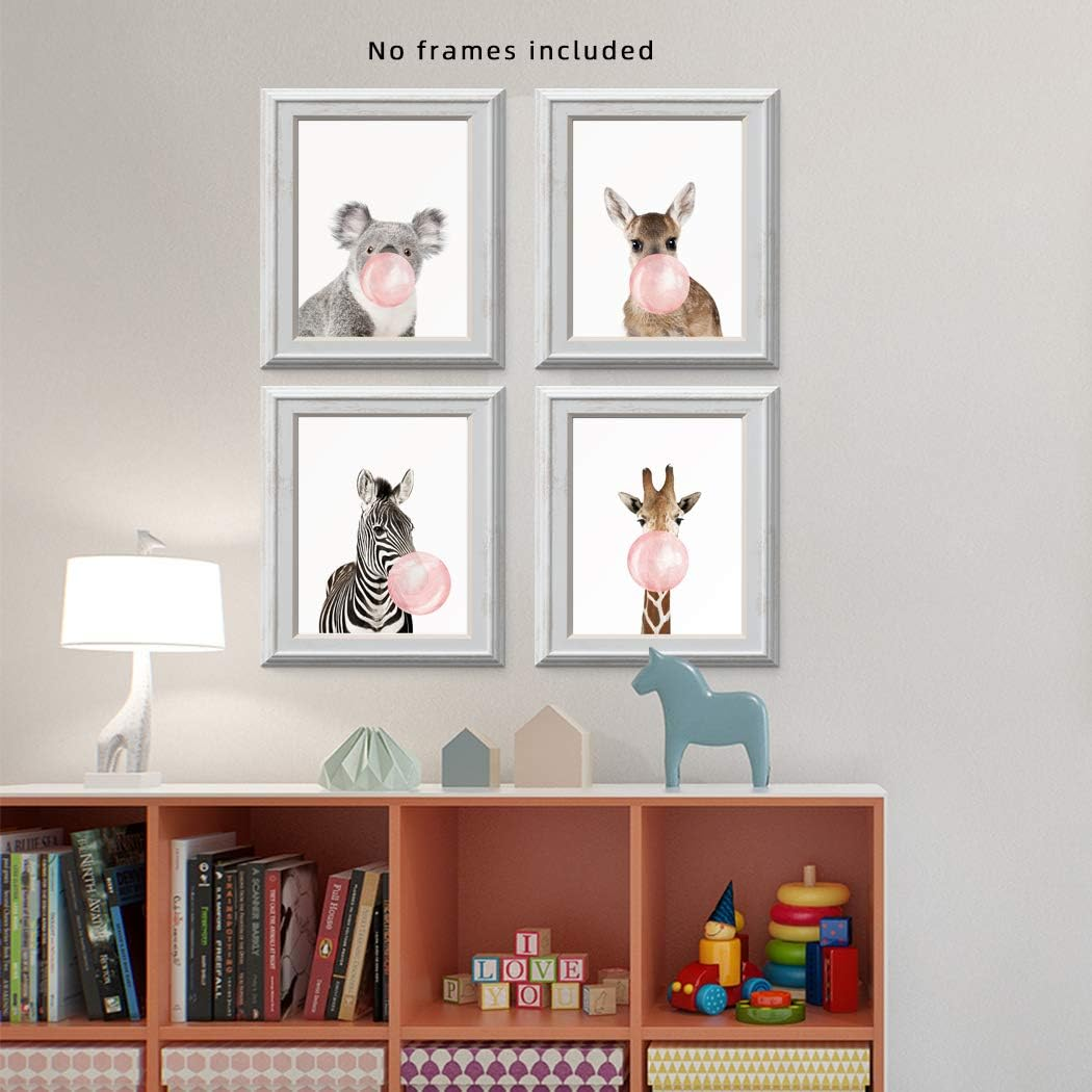 Woodland Nursery Animal Wall Art for Bedroom, Set of 4, 8X10 Canvas Poster Prints, Unframed, Posters for Girls Room, Safari Nursery, Kids Wall Decor image number 2