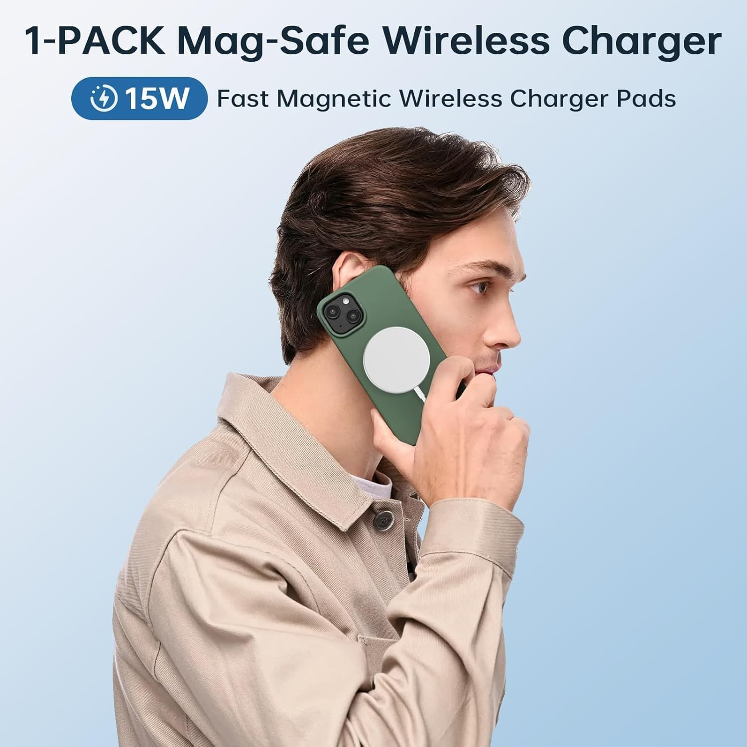 Wireless Charging Pad, HF 15W Fast Wireless Charger Station Compatible Phone 14 13 12 11 Pro Max, S23 Ultra S22 S21 FE S20 S10, 7A 7 Pro 6 5 4 3 XL (White-1 Pack) image number 5