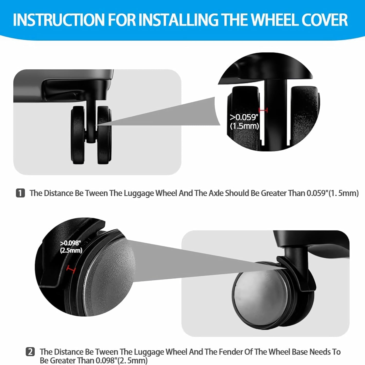 16 Luggage Wheel Protection Covers, Noise-Proof Glider Protection, Rubber Wheel Covers for Luggage Double-Wheel Office Chairs, Dust and Scratch Noise Reduction image number 3