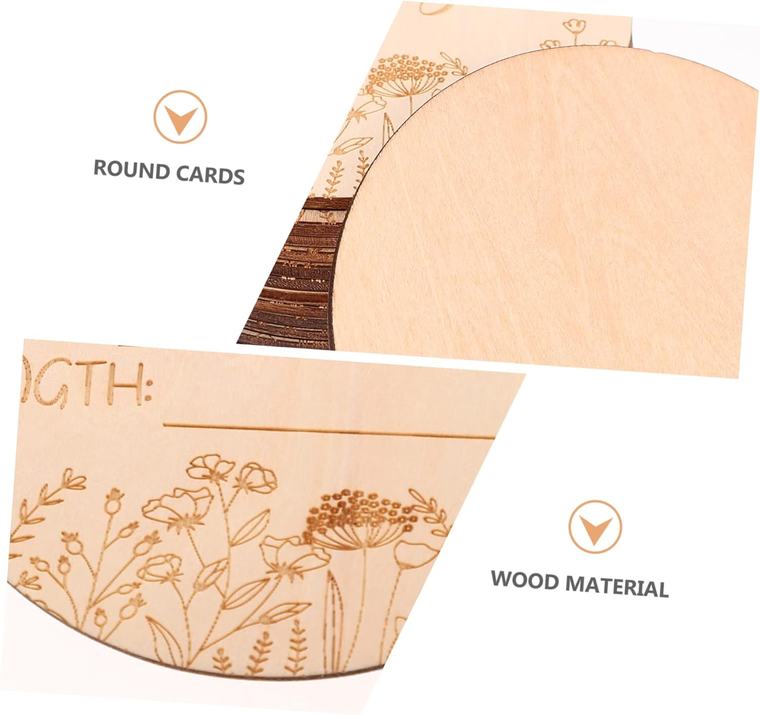 Hohopeti 14Pcs Baby Monthly Milestone Cards Wooden Photo Prop Discs Infant Growth Recording Set Newborn Birth Announcement Sign for Photography image number 3