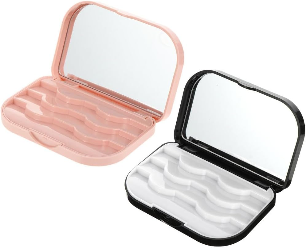 NOLITOY False Eyelashes Storage Box, 2Pcs Eyelash Container Cases Display Holder Box Makeup Organiser for Travel Cosmetic Storage Lightweight and Portable Eyelash Holders image number 6
