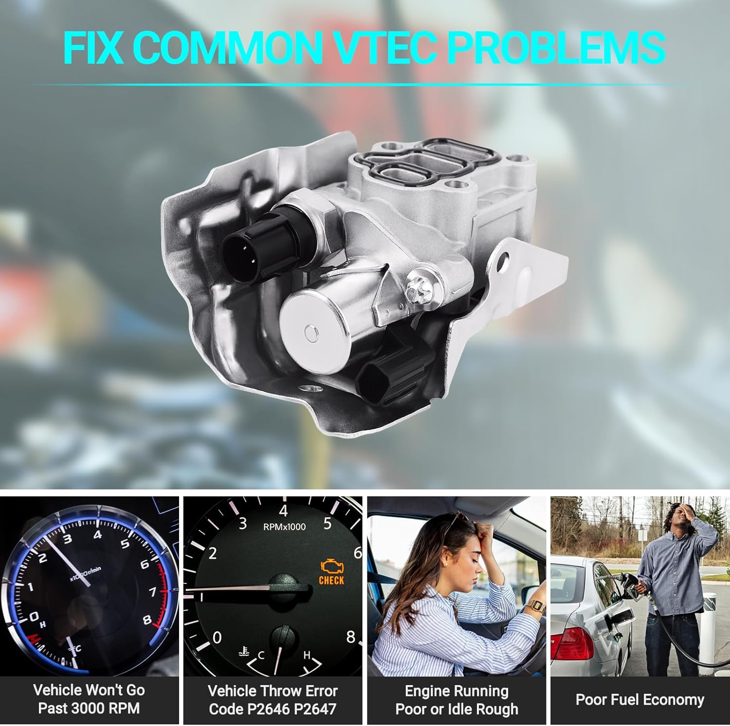 15810-RAA-A03 VTEC Solenoid Spool Valve with Oil Pressure Switch & Gasket - Fit for 2002-2011 Honda Acura - 2.4L Accord, CR-V, Element, 2.0L Civic,Rsx - Replace 15810-PNE-G01, 15810-PPA-A01, 917-224 image number 6