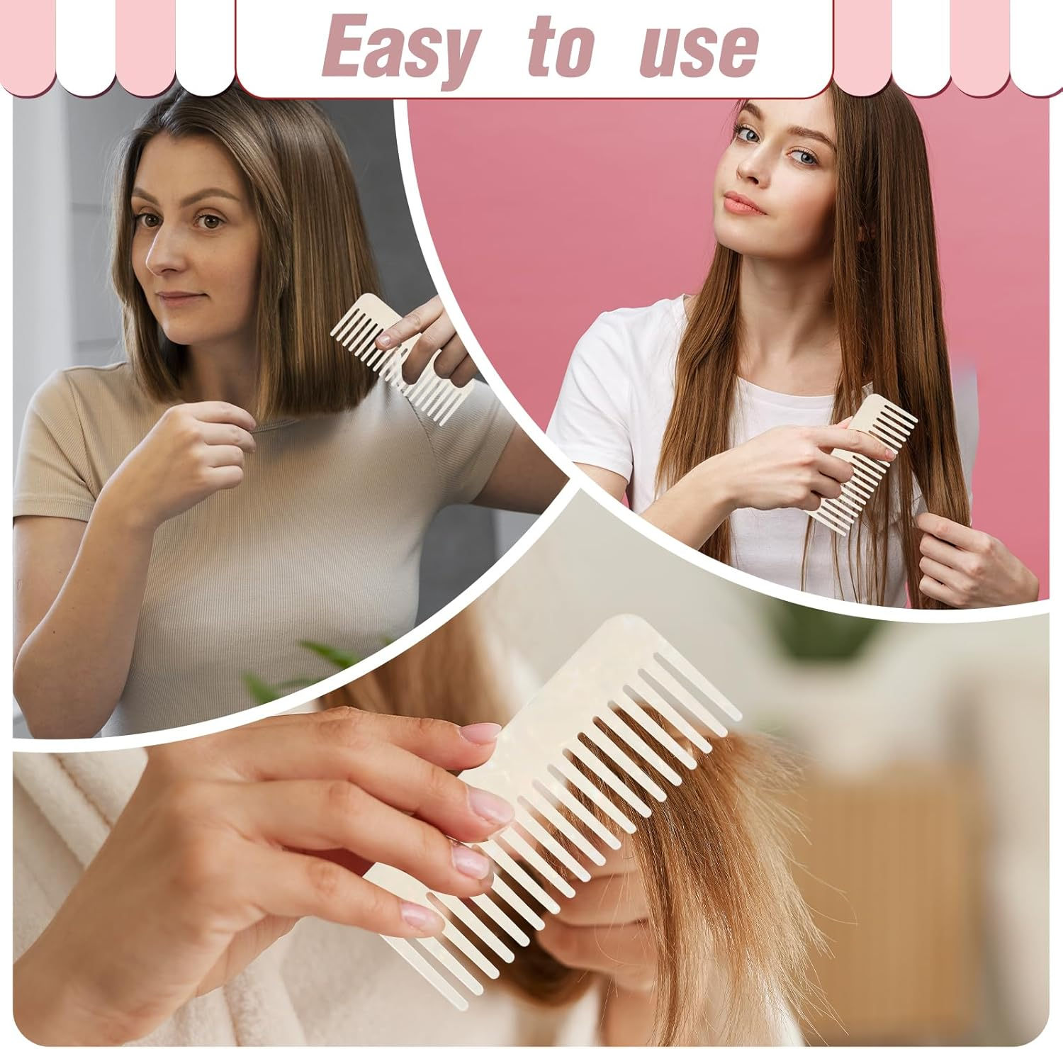 Large Tooth Combs for Women Wide Toothed Comb for Curly Hair Detangling Comb Handmade Wide Tooth Comb Wet Comb for Dry Hair Straight Hair Long Hair Professional Hair Cutting Comb