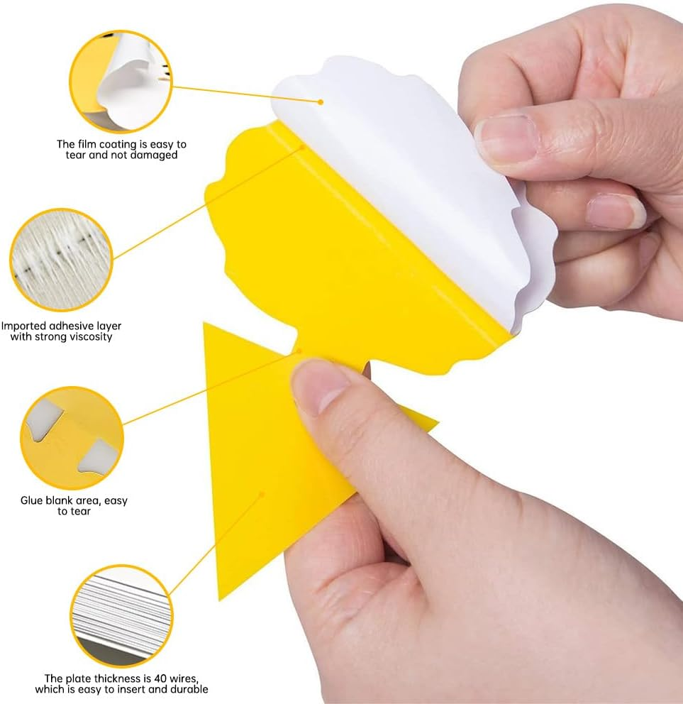 Fruit Fly Traps Fungus Gnat Traps, Dual-Sided Fungus Gnat Sticky Traps 42 Pack Non-Toxic and Odorless Gnat Killer for Indoor Outdoor House Kitchen Plants Whitefly Mosquitos Latex Resistance Band image number 1