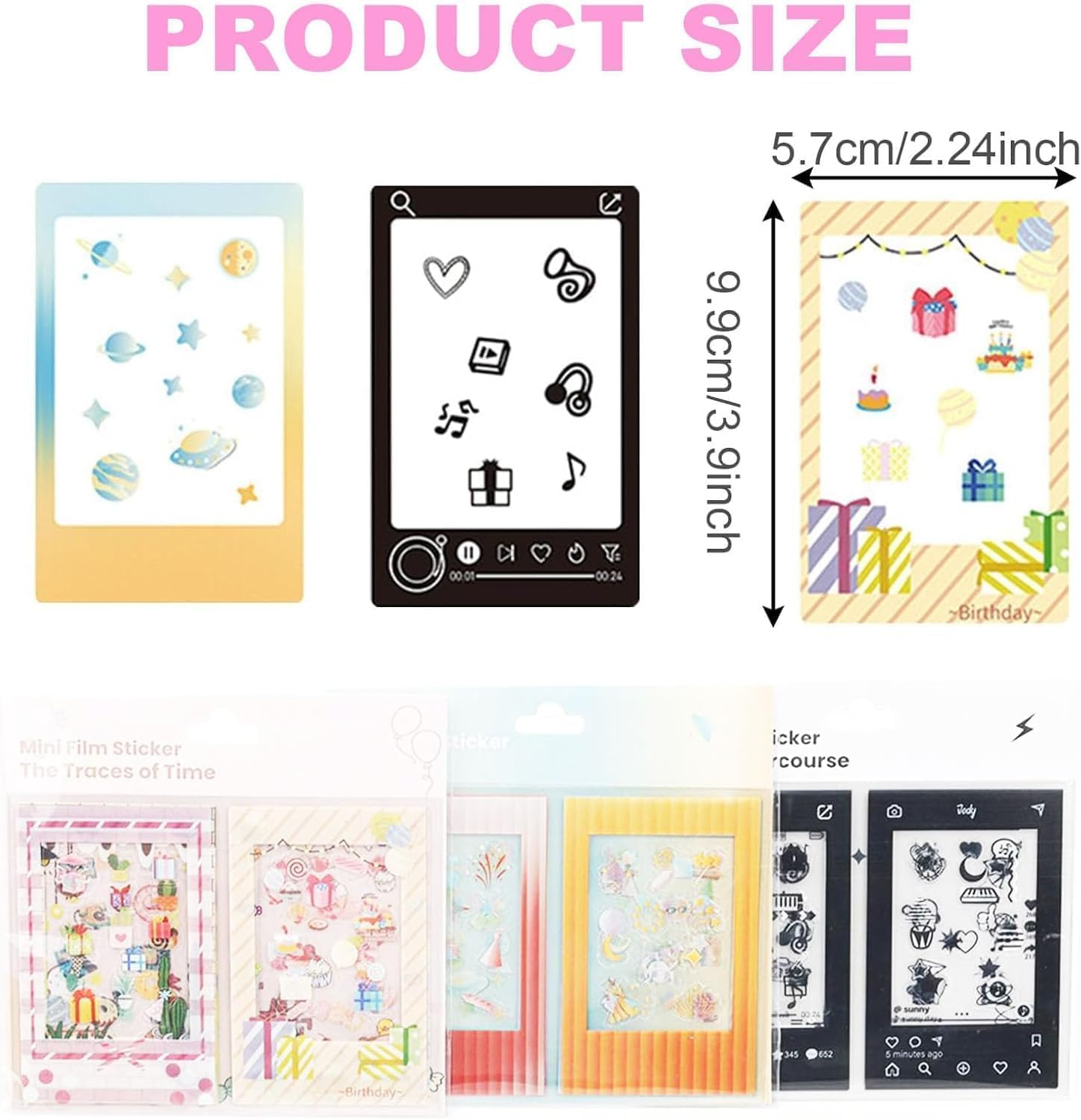 30Pcs Photo Border Stickers,Colorful Lovely Mini Photo Film Stickers,Decorative Films Frame Sticker for Photos Compatible with Fujifilm Instax Mini 12/11/9/8/7S/70/50S/90 EVO Instant Film image number 4