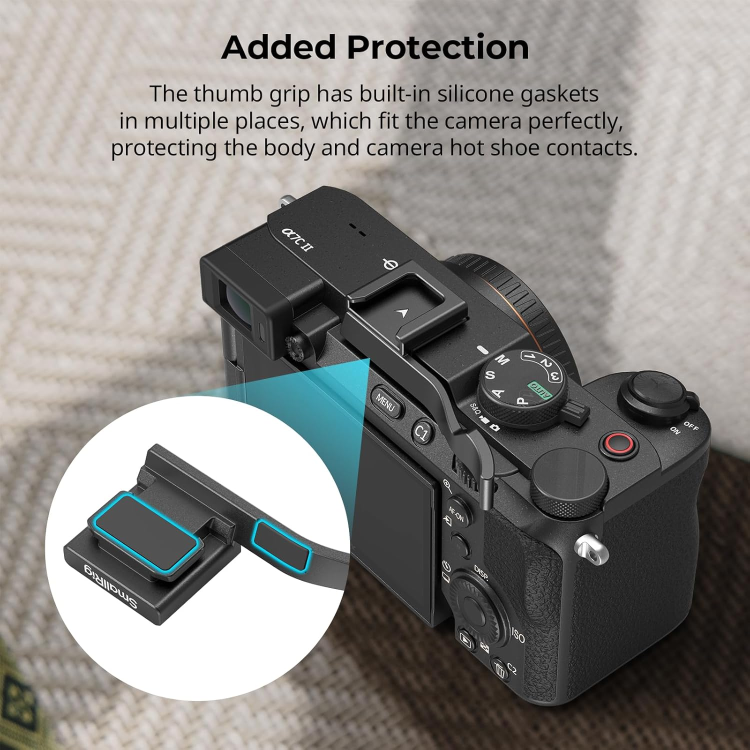 Smallrig Thumb Grip for Sony Alpha 7C Ii/Alpha 7CR / Alpha 7C, Ergonomic Design, Built-In Cold Shoe, for Light, Microphone, Weight Only 8G (Black) - 4820 image number 1