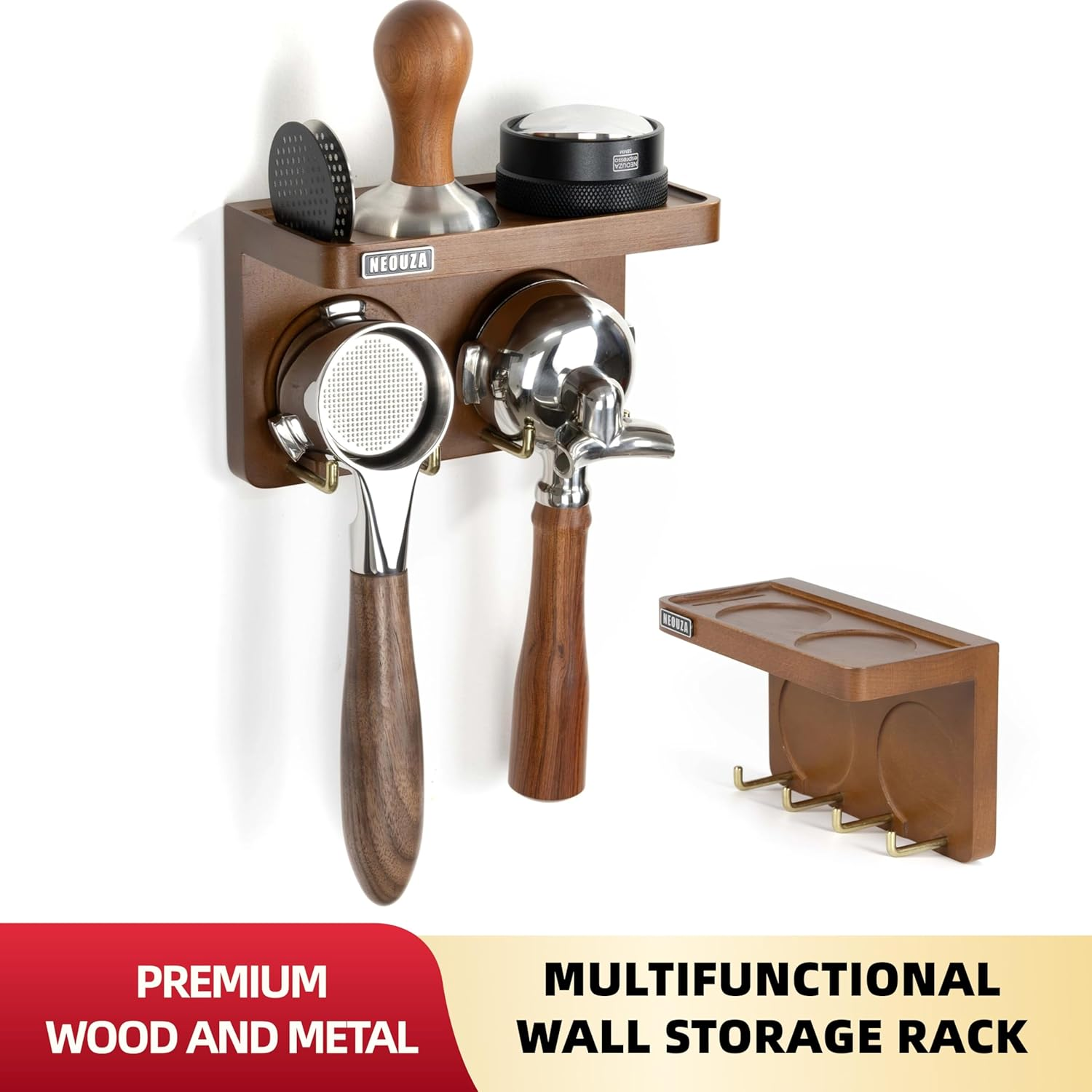 NEOUZA Mini Espresso Accessories Holder Station Wall Mounted Organizer for 51/53/58Mm Coffee Tamper Distributor Portafilter Storage Shelf for Bar Home Office image number 5