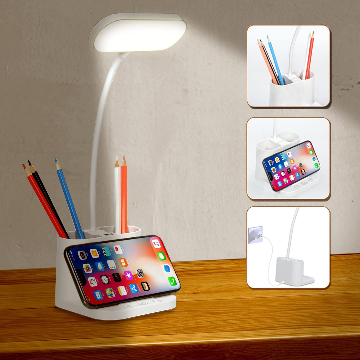 Children'S Desk Lamp, Dimmable Table Lamp, 3 Light Colours and 8 Brightness Levels, Eye-Friendly Bedside Lamp, USB Rechargeable Reading Light, Ideal for Readers, Children, Work, Study. image number 3