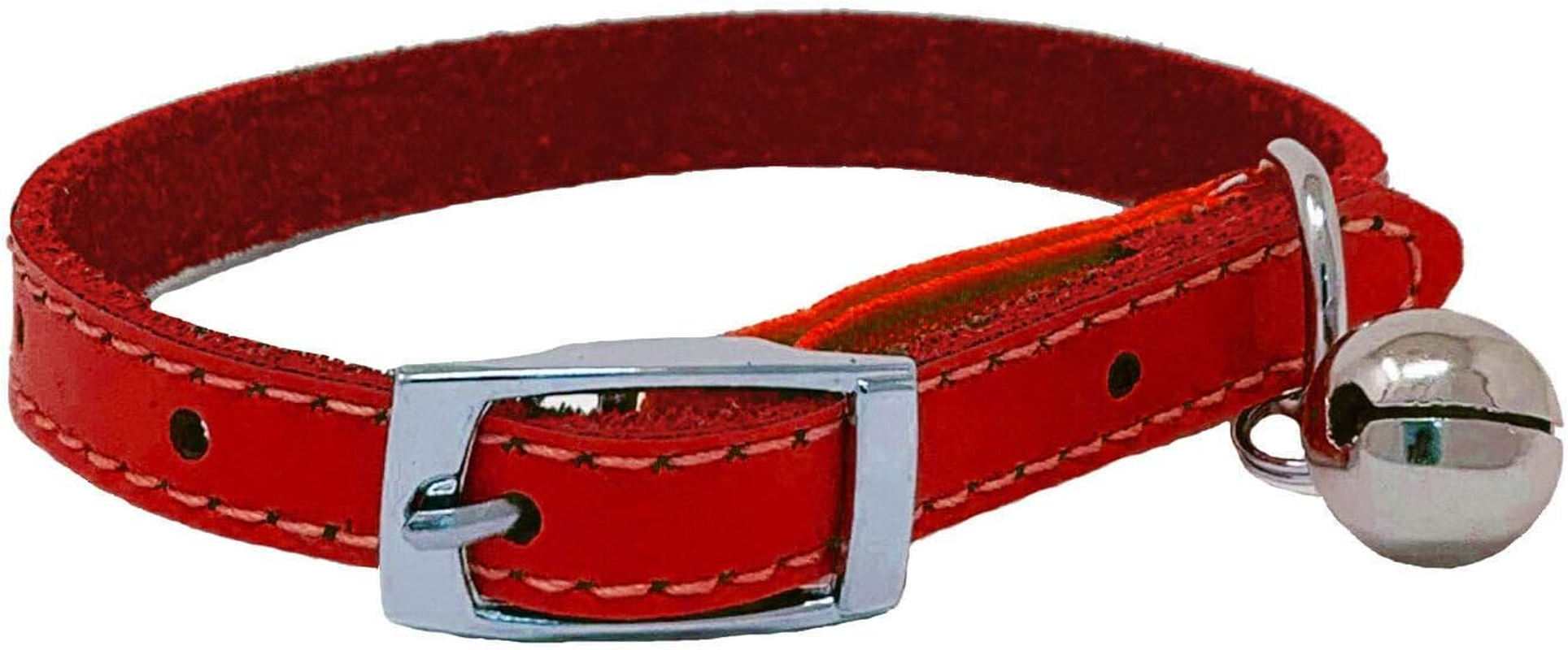 Cat Collar Real Leather with Safety Elastic, Bell, Available (Purple) image number 4
