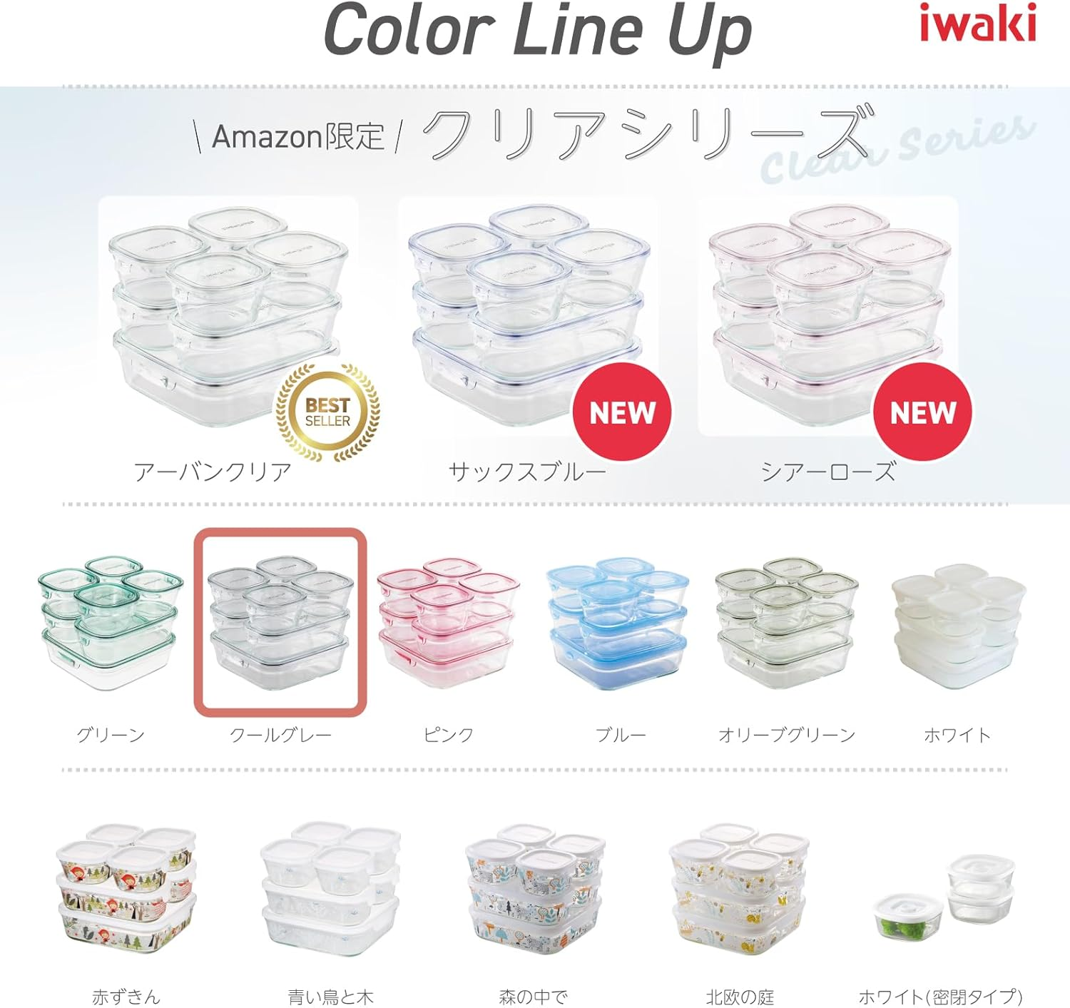 Iwaki PC-PRN7GY2 Heat Resistant Glass Storage Container, Cool Gray, System Set, Pack & Range image number 6