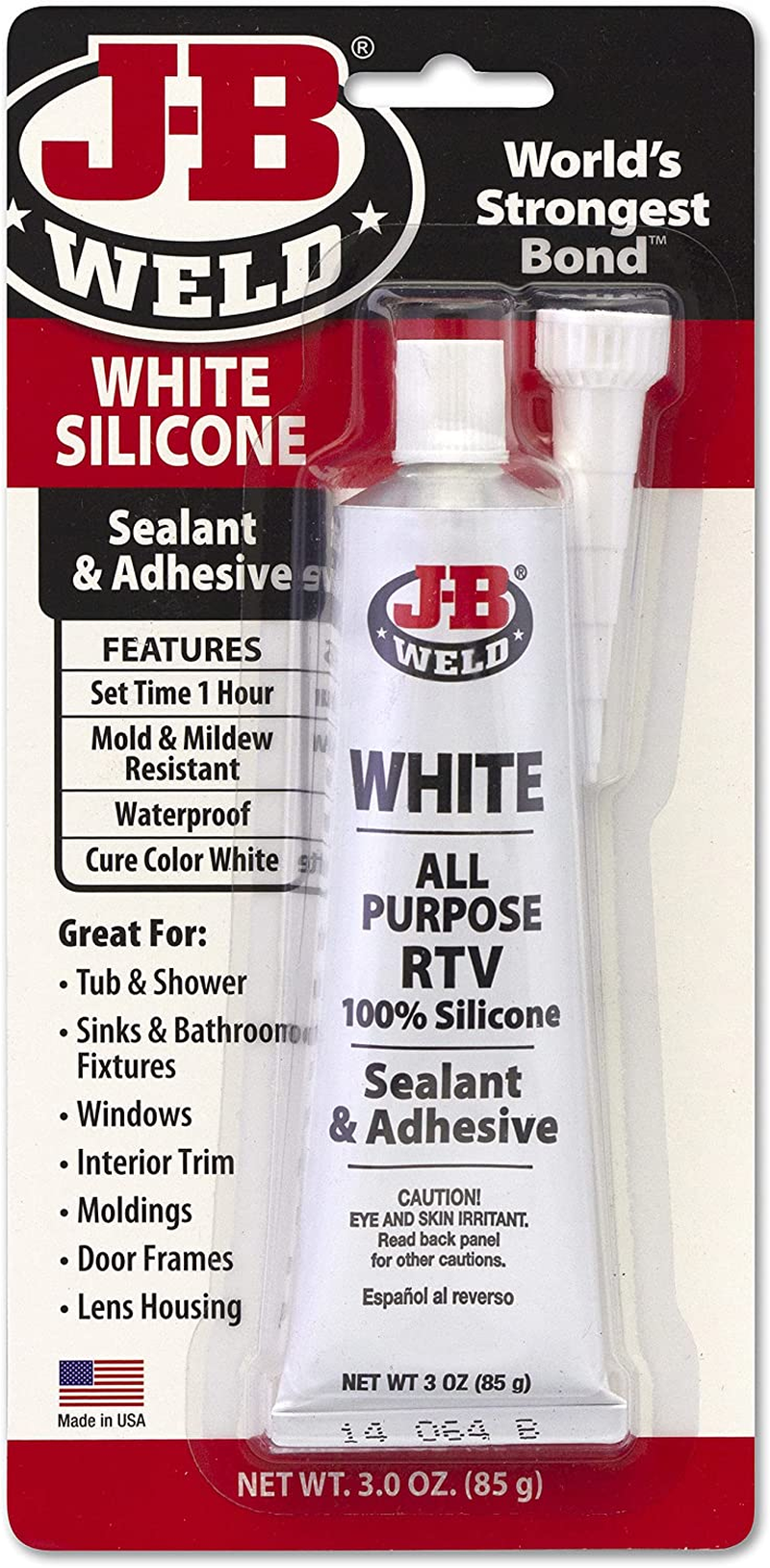 JB Weld Silicone Sealant and Adhesive, White, 85 G