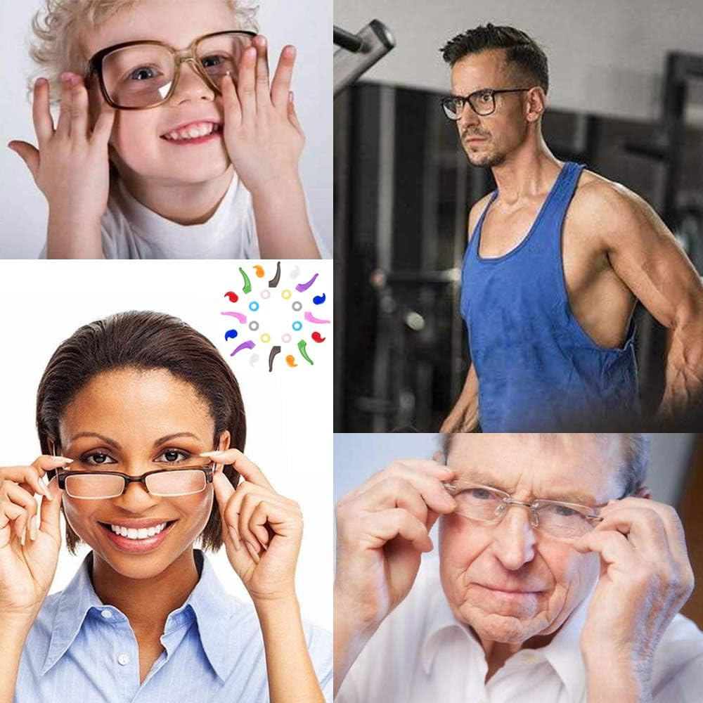 Benvo 12 Pairs Eyeglasses Retainers Silicone Glasses Temple Holders Anti-Slip Protectors Comfort Eyewear Spectacle Stay Put Glasses Stoppers Ear Grip Hooks(3 Variety Designs in Multi-Color)) image number 1
