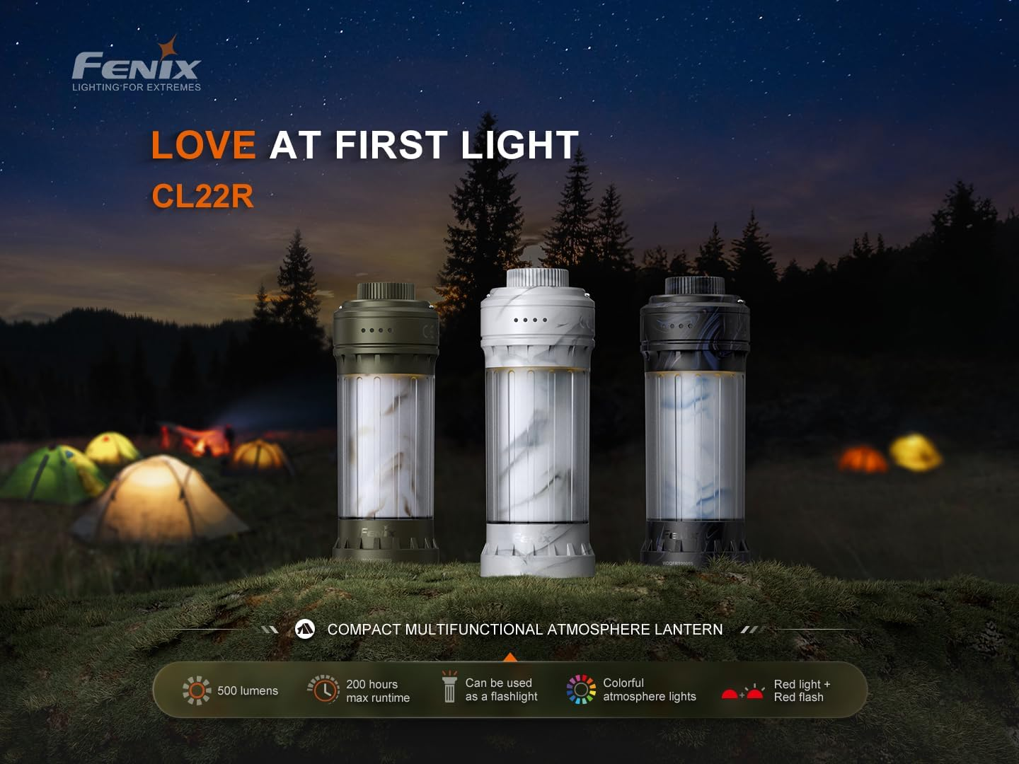 Fenix Cl22R Rechargeable Lantern - Waterproof & 500 Lumens Flashlight Lantern - LED Lantern 200 Hours Working & Seven Lighting Modes - Camping Lights Hiking, Fishing, & Outdoor Adventures - White image number 3