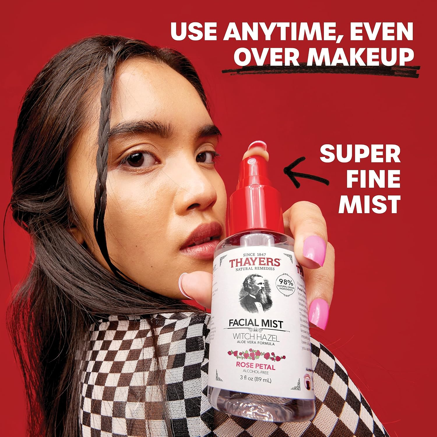 Thayers Alcohol-Free Witch Hazel Facial Mist Toner with Aloe Vera, Rose Petal, Soothing and Hydrating, for All Skin Types, Trial Size, 3 Oz image number 1