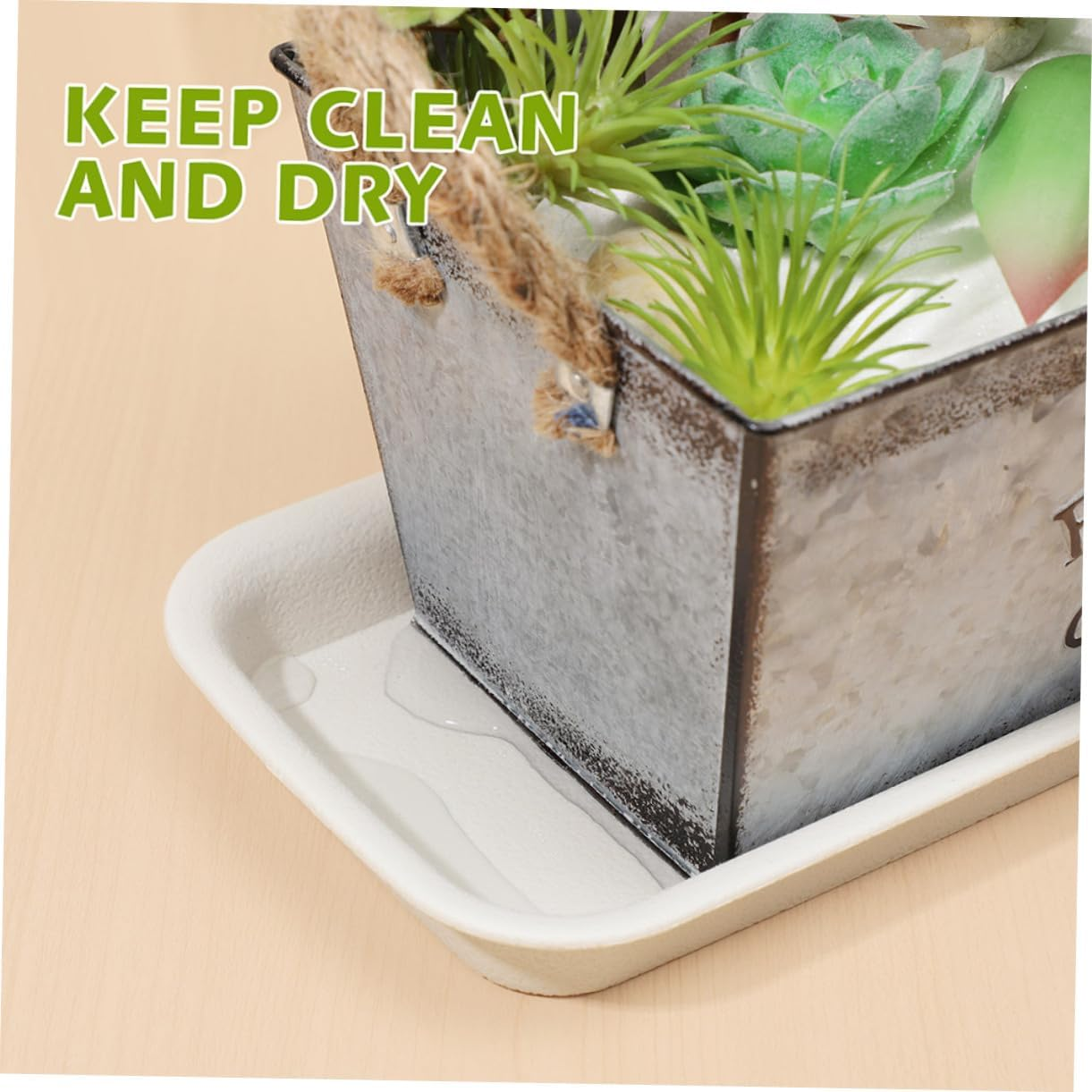 BESPORTBLE Plant Saucer Tray Set for Indoor Plants, 4Pcs Beige Plastic Pot Drip Trays (35.5X14.3Cm) Leak-Proof Water Catchers for Flower Pots and Planters image number 2