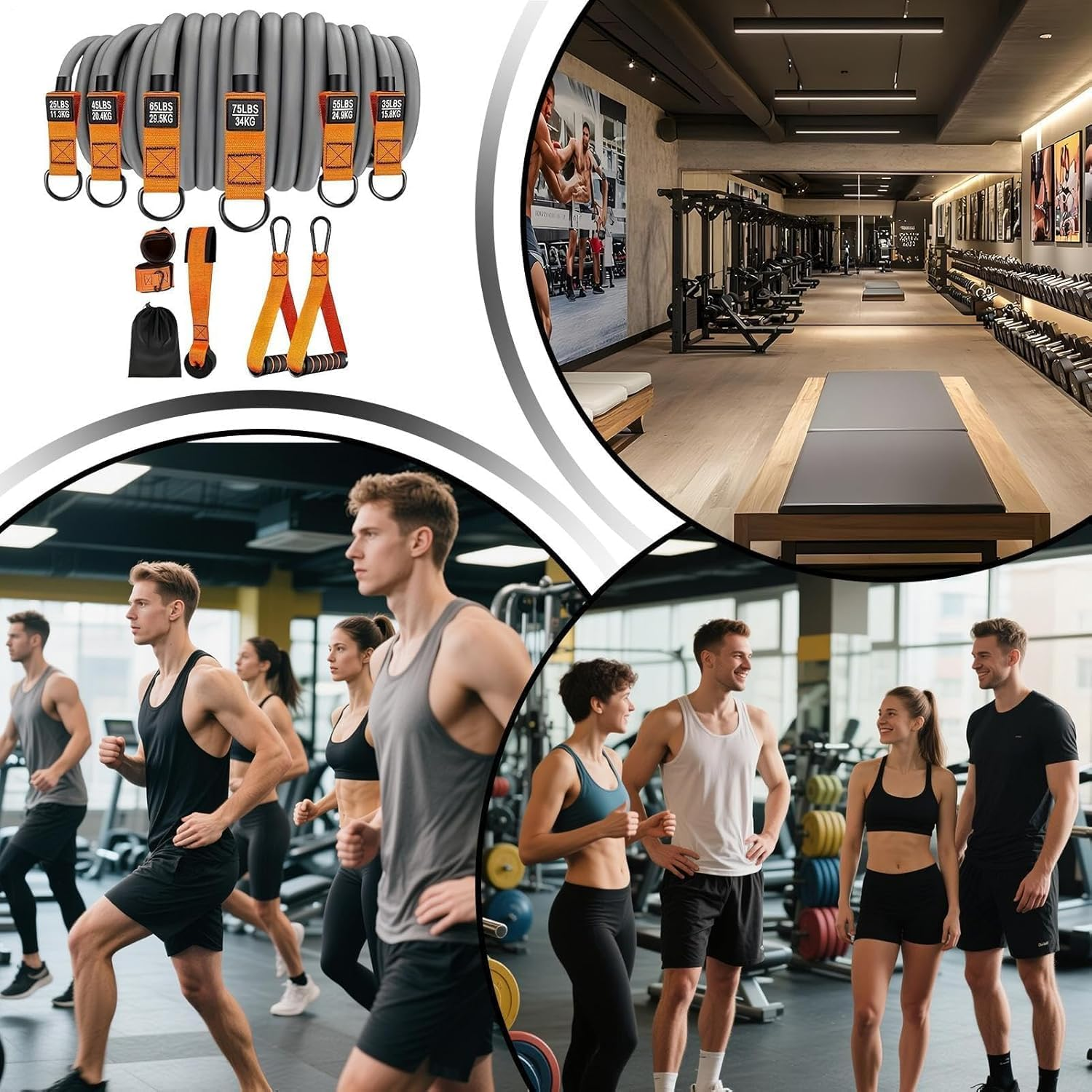 Resistance Bands Set, 300LBS Heavy Exercise Bands with Handles, Fitness Bands for Working Out, Workout Bands for Men, Weight Bands Set for Muscle Training, Strength, Slim, Yoga, Home Gym - Orange image number 4