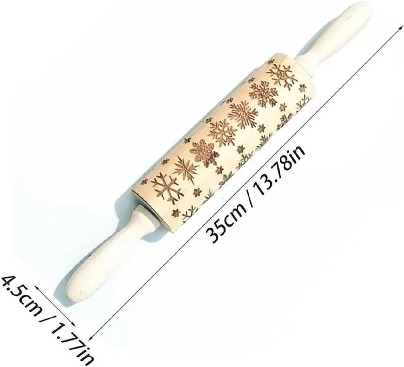 Rolling Pin with Design - Engraved Wooden Christmas Baking Cookie Stamps | Elegant Dough and Clay Roller Kitchen Decor Tools for Bun Pizza Pastries image number 2