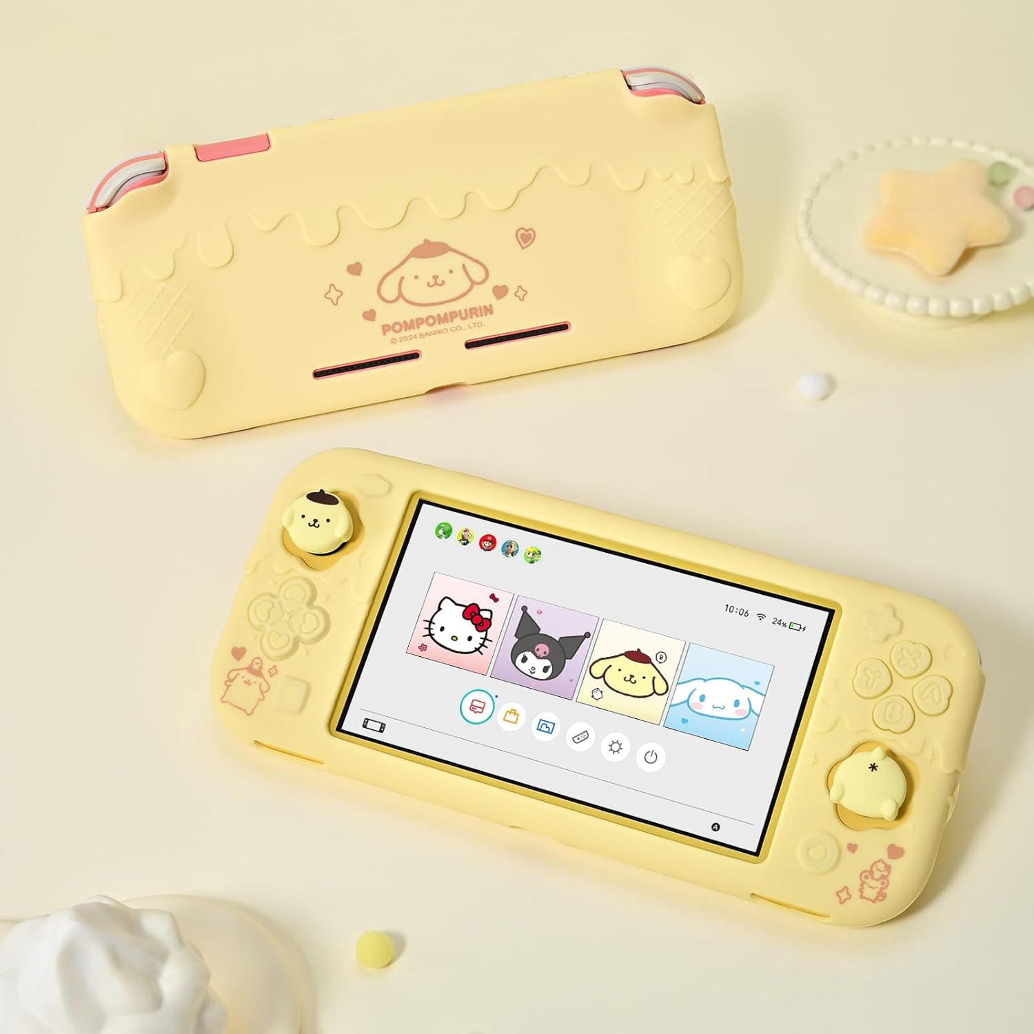 Kuitmor Protective Case for Switch Lite,Kawaii Switch Cover Case,Anti-Scratch Soft Silicone Protective Shell for Switch Lite 2019 with 2 Thumb Grip Caps - BDG image number 5