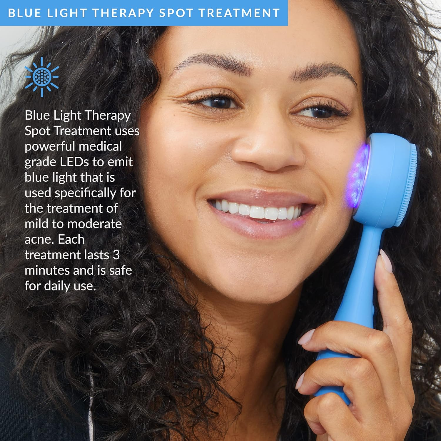 PMD Clean Acne - Smart Facial Cleansing Device with Silicone Brush & Acne-Fighting Blue Light Therapy Treatment - Waterproof - Sonicglow Vibration Technology - Clear Pores, Blackheads, and Acne image number 6